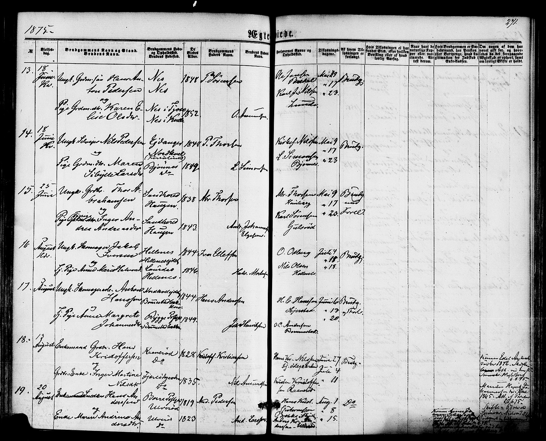 Hedrum kirkebøker, AV/SAKO-A-344/F/Fa/L0008: Parish register (official) no. I 8, 1869-1880, p. 271