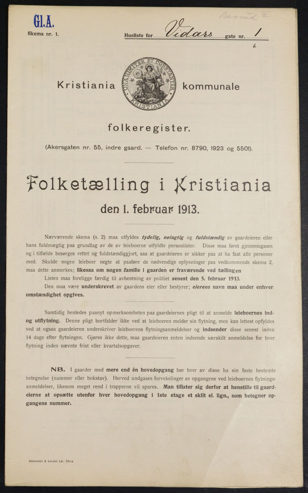 OBA, Municipal Census 1913 for Kristiania, 1913, p. 123439