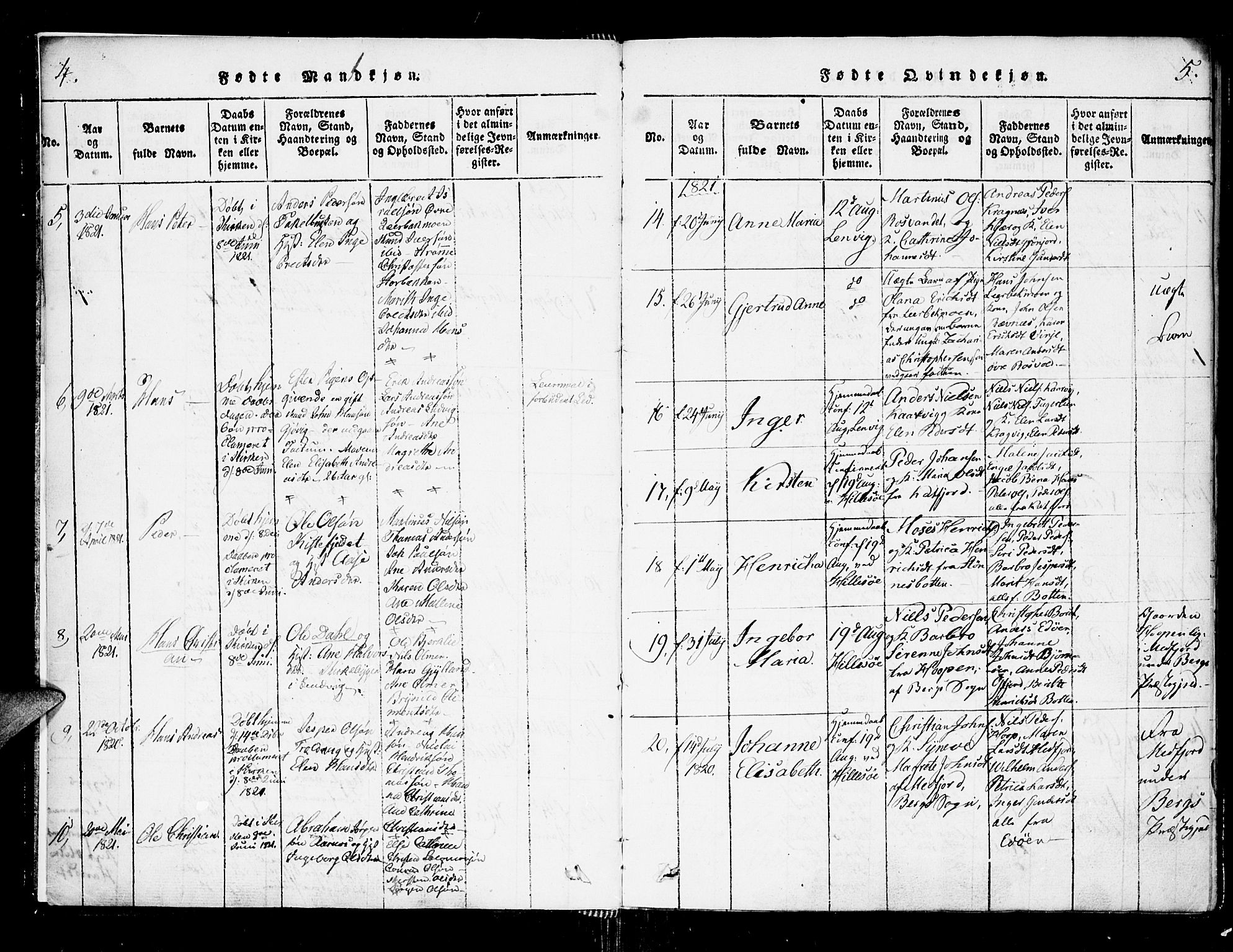 Lenvik sokneprestembete, SATØ/S-1310/H/Ha/Haa/L0003kirke: Parish register (official) no. 3, 1820-1831, p. 4-5