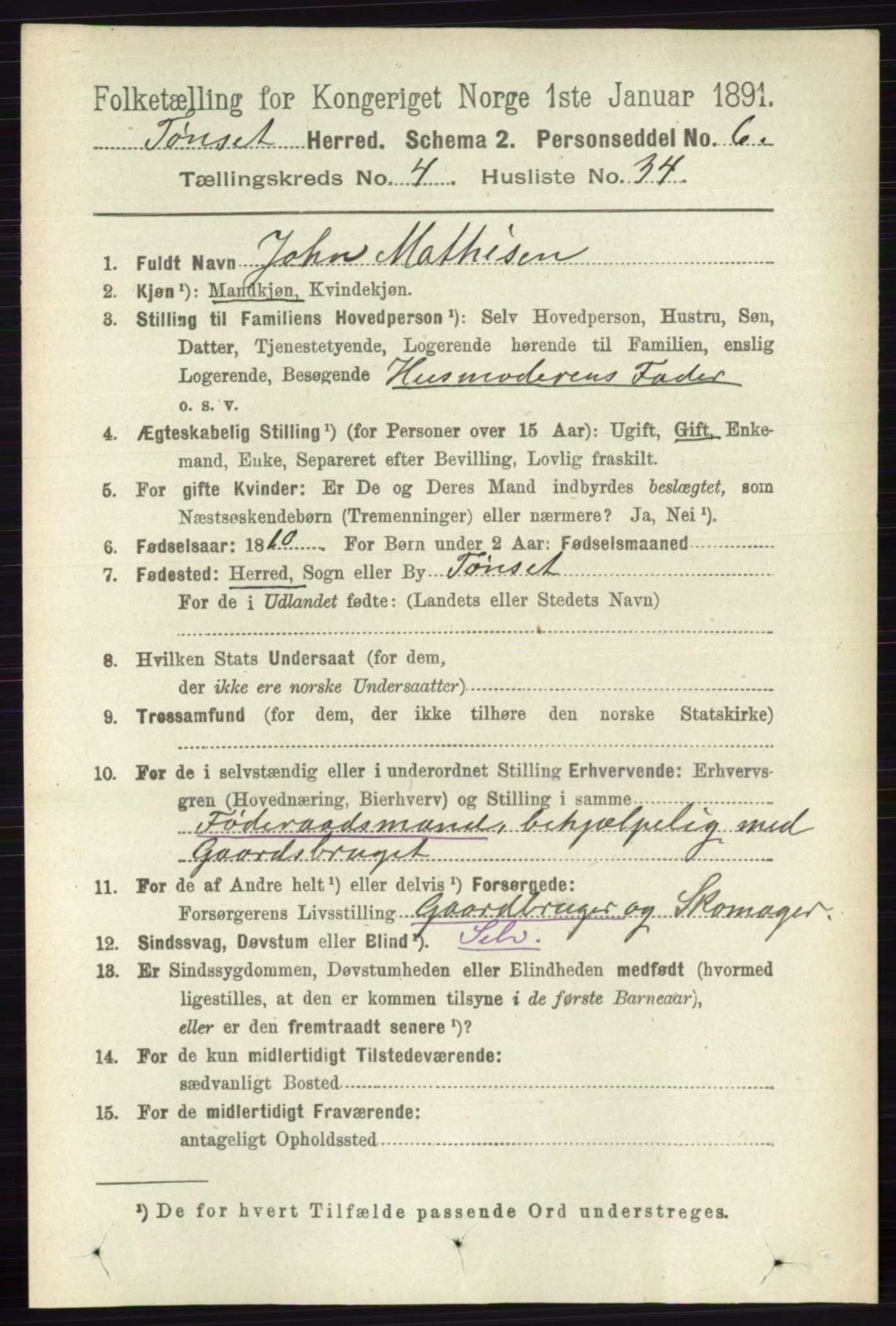 RA, 1891 census for 0437 Tynset, 1891, p. 959