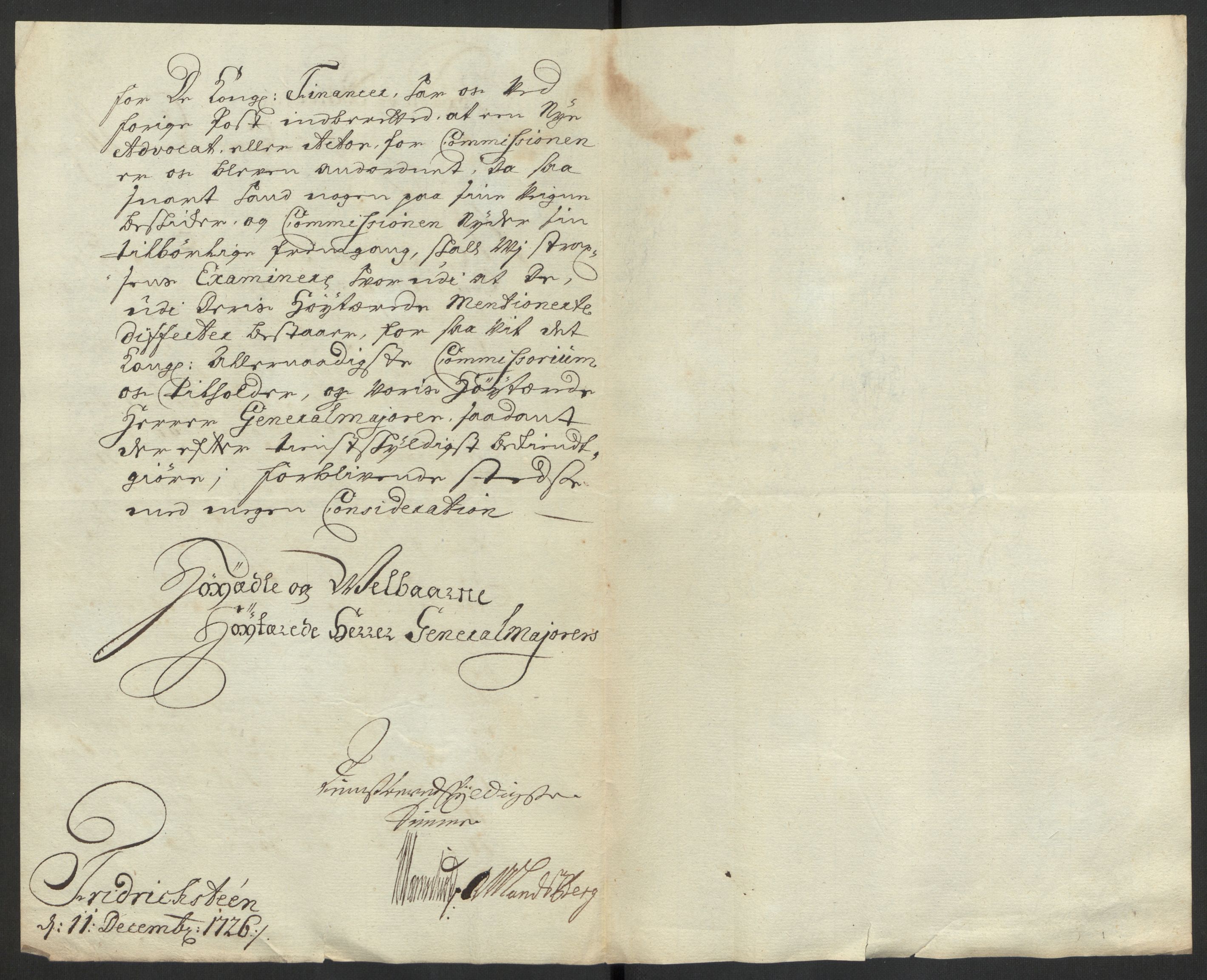 Kommanderende general (KG I) med Det norske krigsdirektorium, AV/RA-EA-5419/D/L0153: Fredriksten festning: Brev, inventarfortegnelser og regnskapsekstrakter, 1724-1729, p. 318