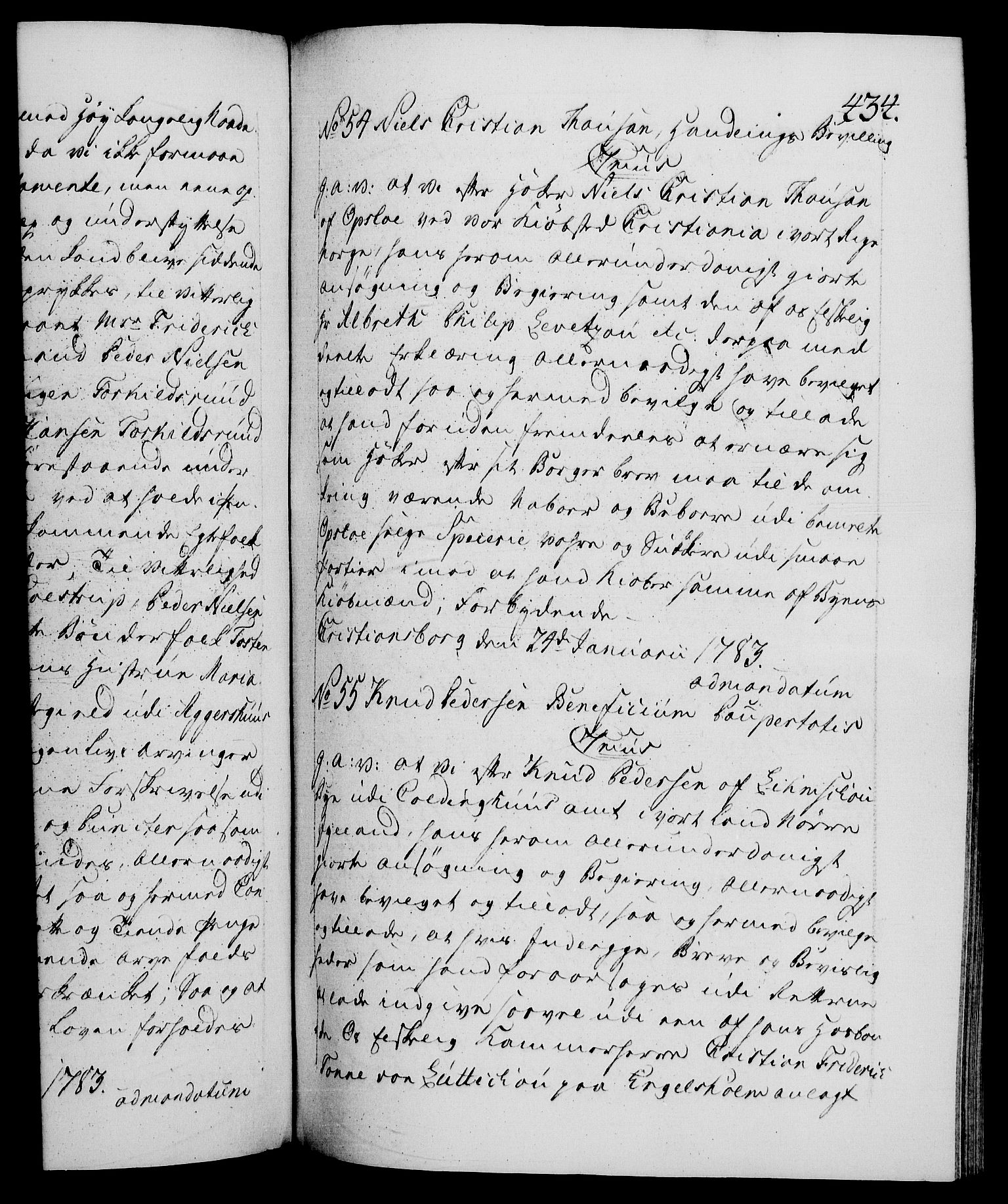 Danske Kanselli 1572-1799, AV/RA-EA-3023/F/Fc/Fca/Fcaa/L0049: Norske registre, 1782-1783, p. 434a