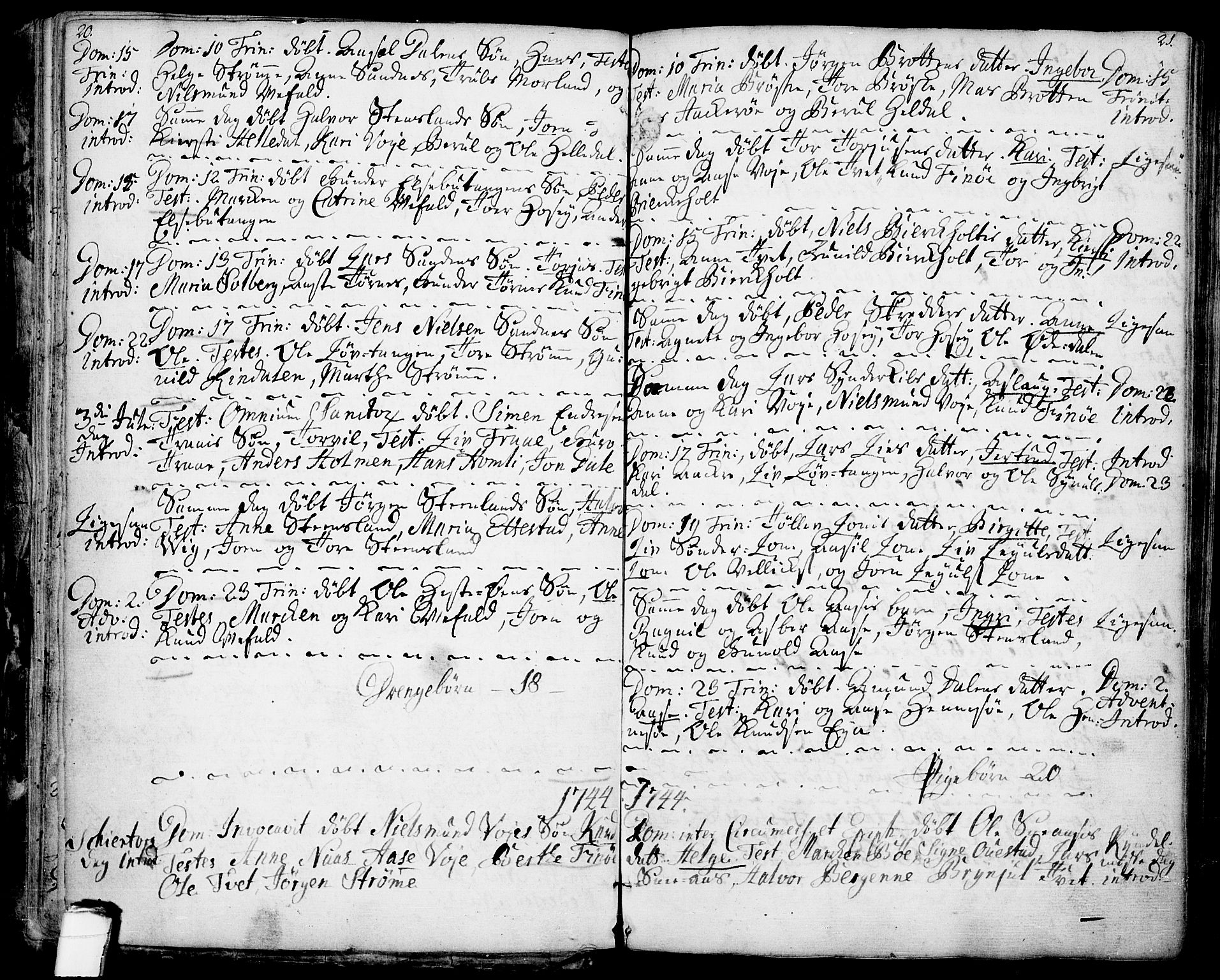 Drangedal kirkebøker, SAKO/A-258/F/Fa/L0001: Parish register (official) no. 1, 1697-1767, p. 20-21