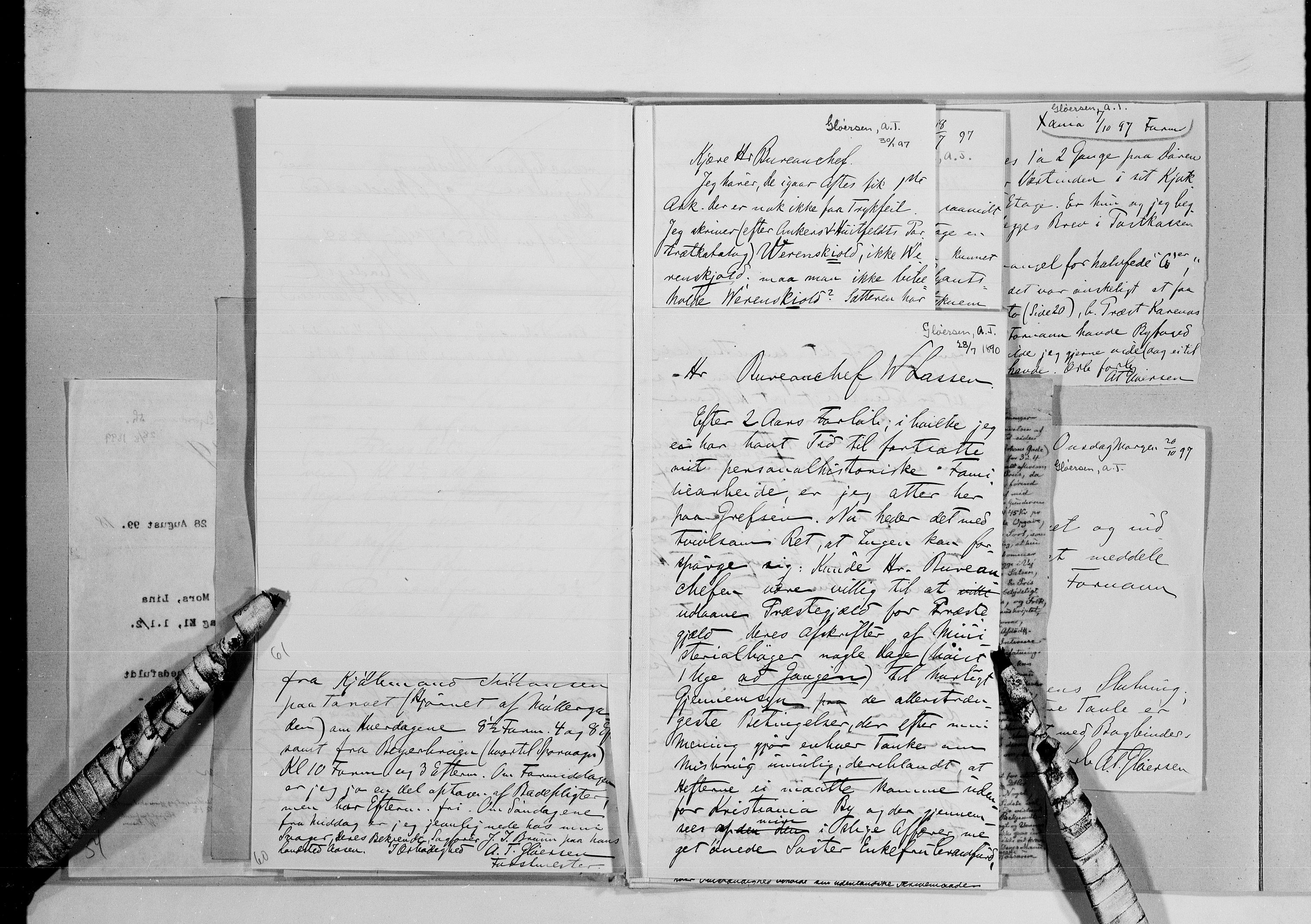 Lassens samlinger, AV/RA-PA-0051/G/L0097: Alfabetisk ordnede brev til Wilhelm Lassen: Fabritius - Grønvold, 1815-1907, p. 160