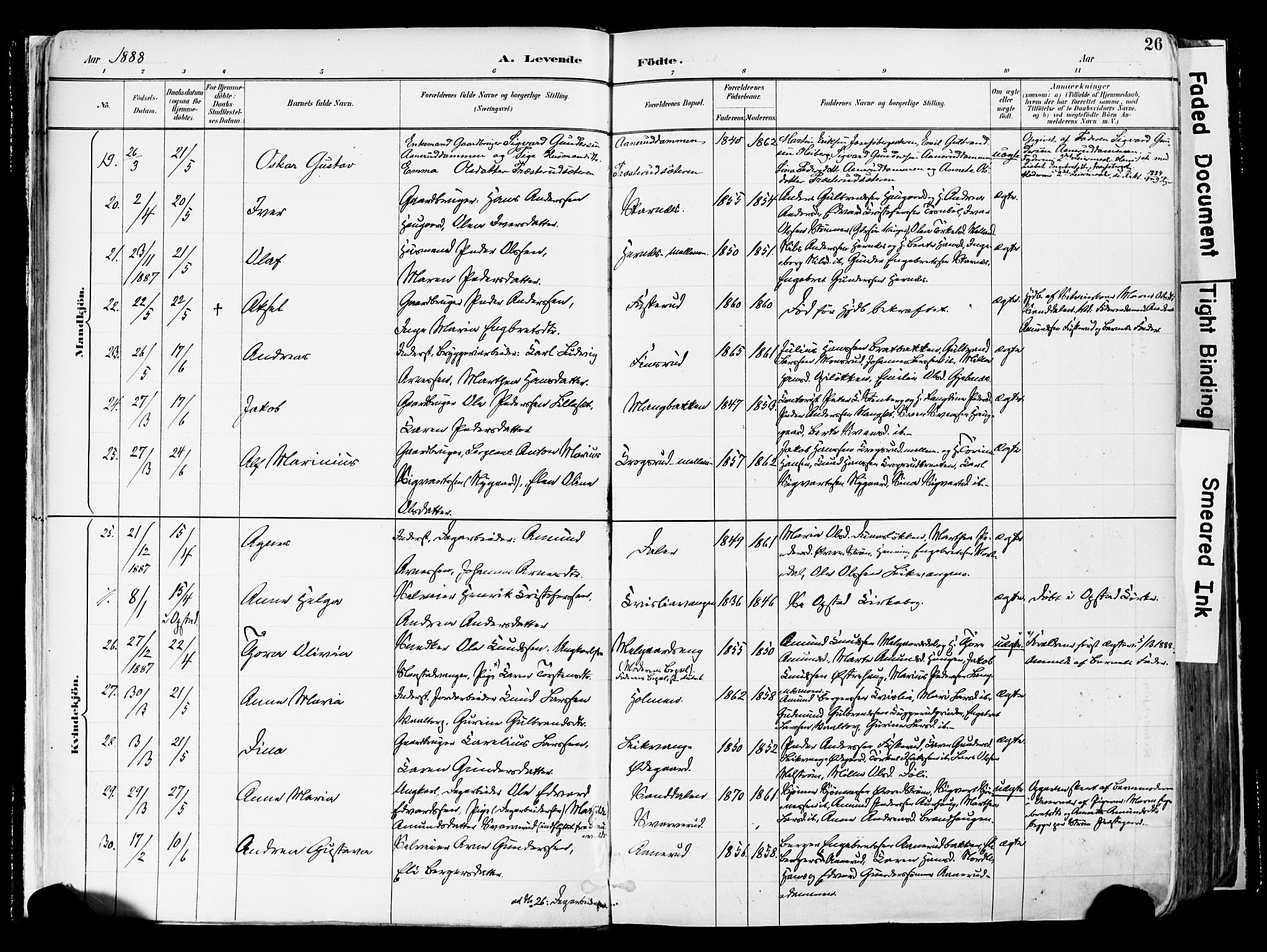 Sør-Odal prestekontor, AV/SAH-PREST-030/H/Ha/Haa/L0006: Parish register (official) no. 6, 1886-1931, p. 26