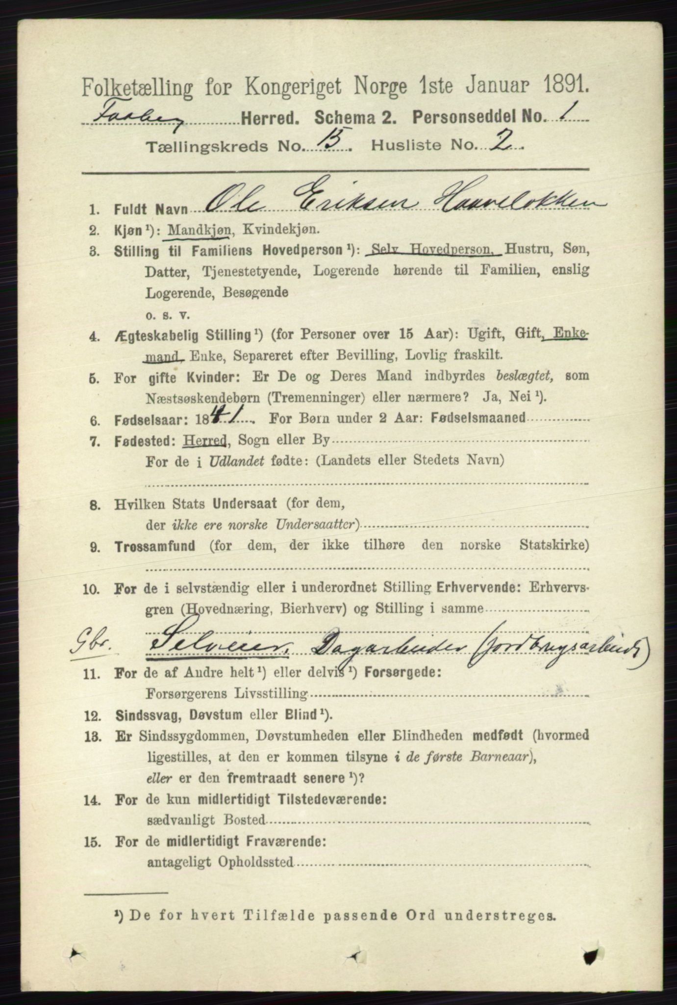 RA, 1891 census for 0524 Fåberg, 1891, p. 5920