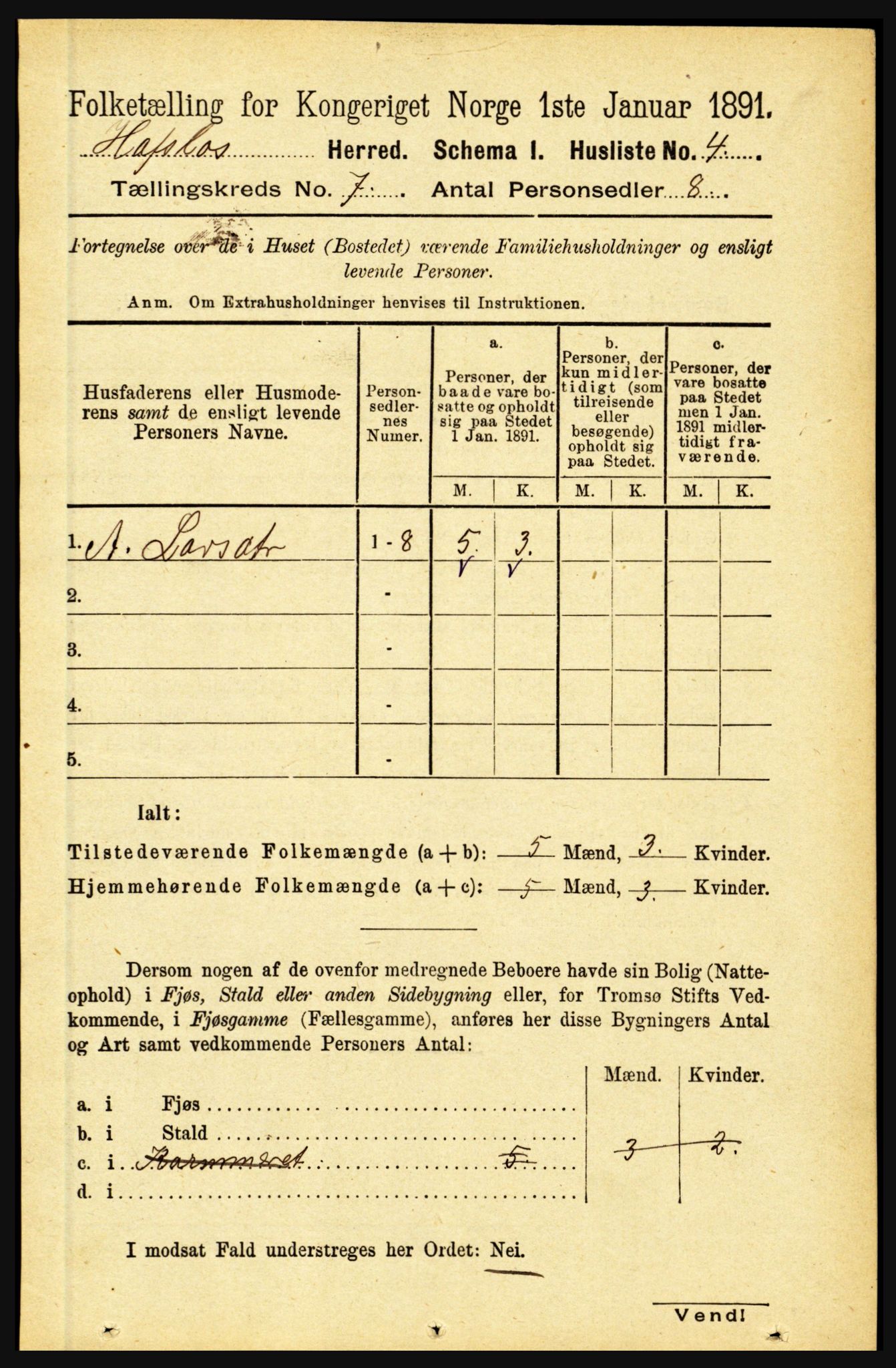 RA, 1891 census for 1425 Hafslo, 1891, p. 2670