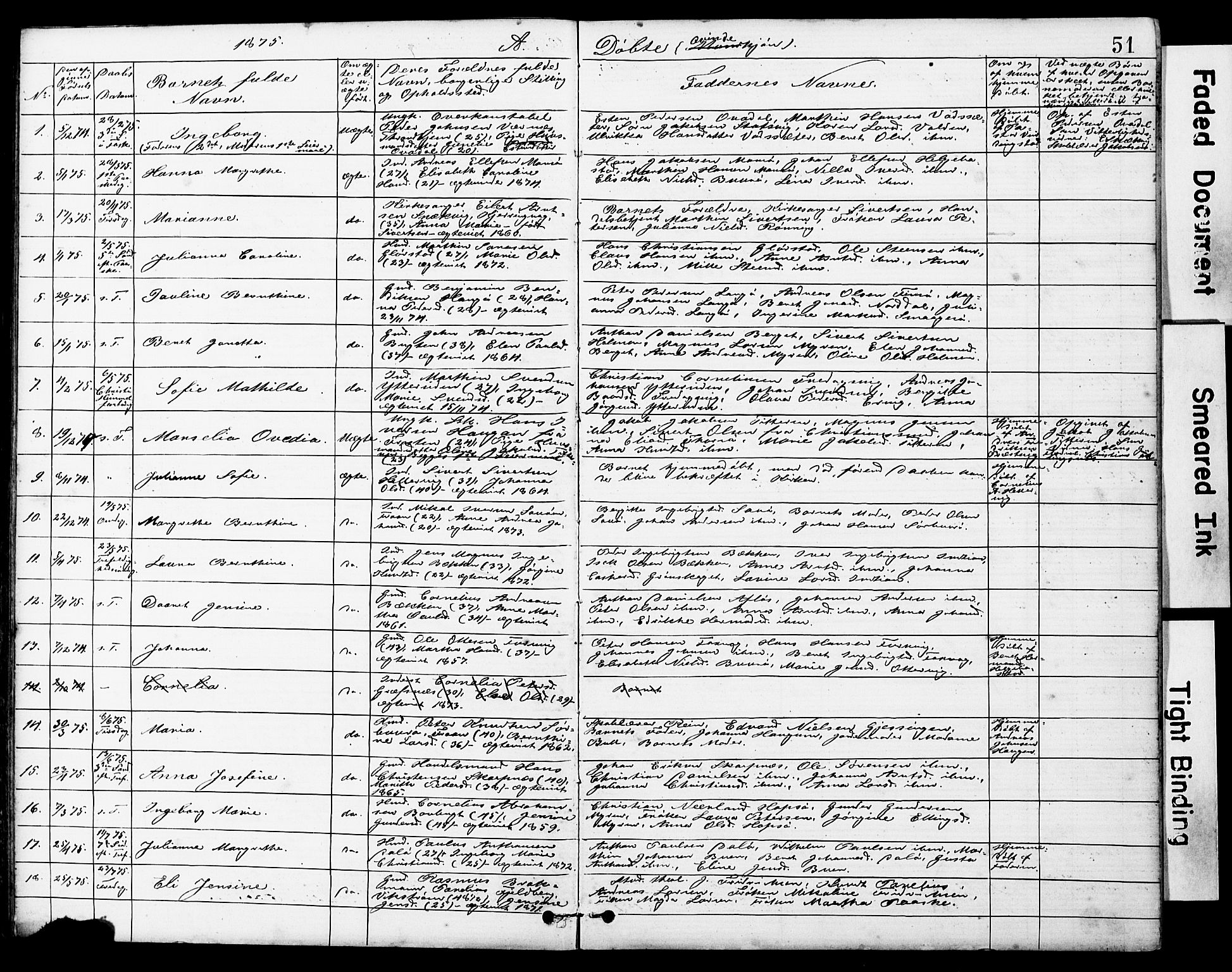 Ministerialprotokoller, klokkerbøker og fødselsregistre - Sør-Trøndelag, SAT/A-1456/634/L0541: Parish register (copy) no. 634C03, 1874-1891, p. 51