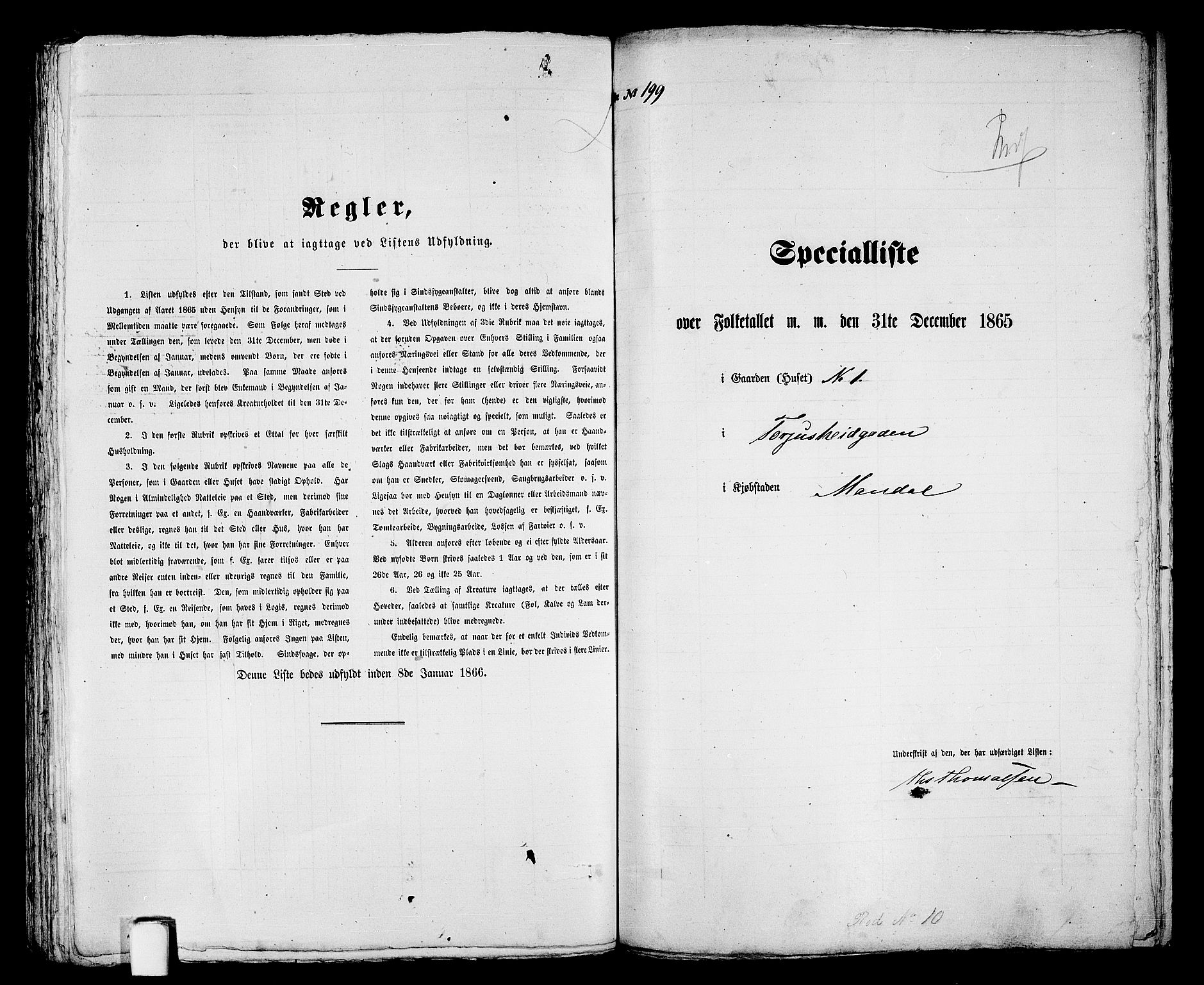 RA, 1865 census for Mandal/Mandal, 1865, p. 400