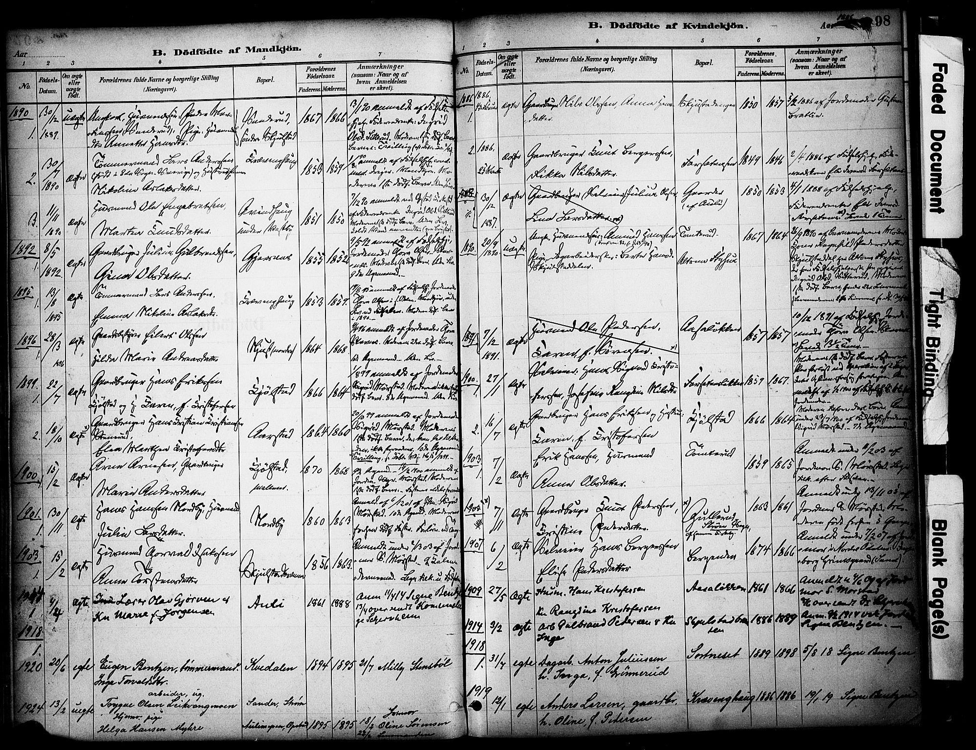 Sør-Odal prestekontor, AV/SAH-PREST-030/H/Ha/Haa/L0009: Parish register (official) no. 9, 1886-1926, p. 98