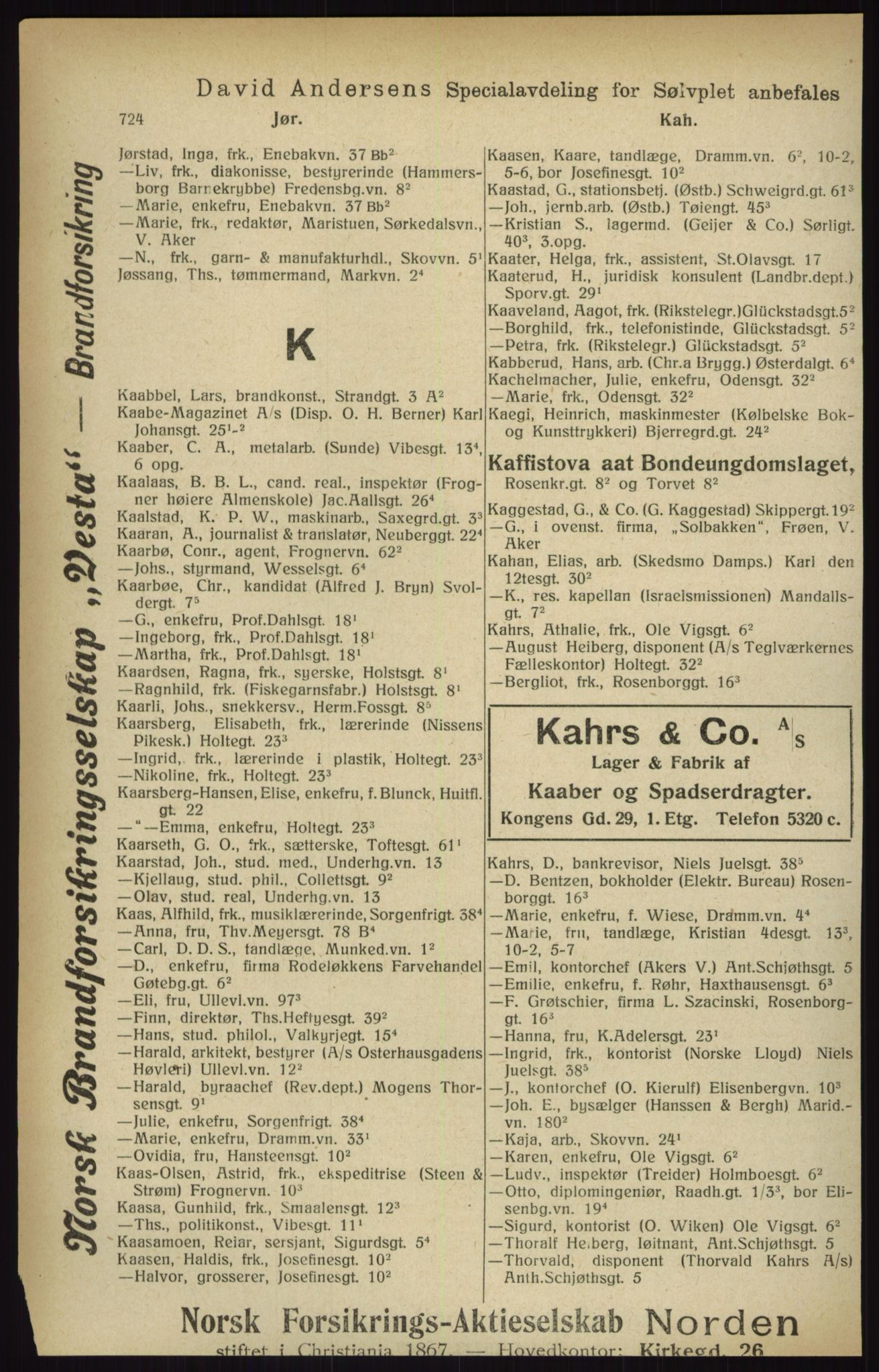 Kristiania/Oslo adressebok, PUBL/-, 1916, p. 724
