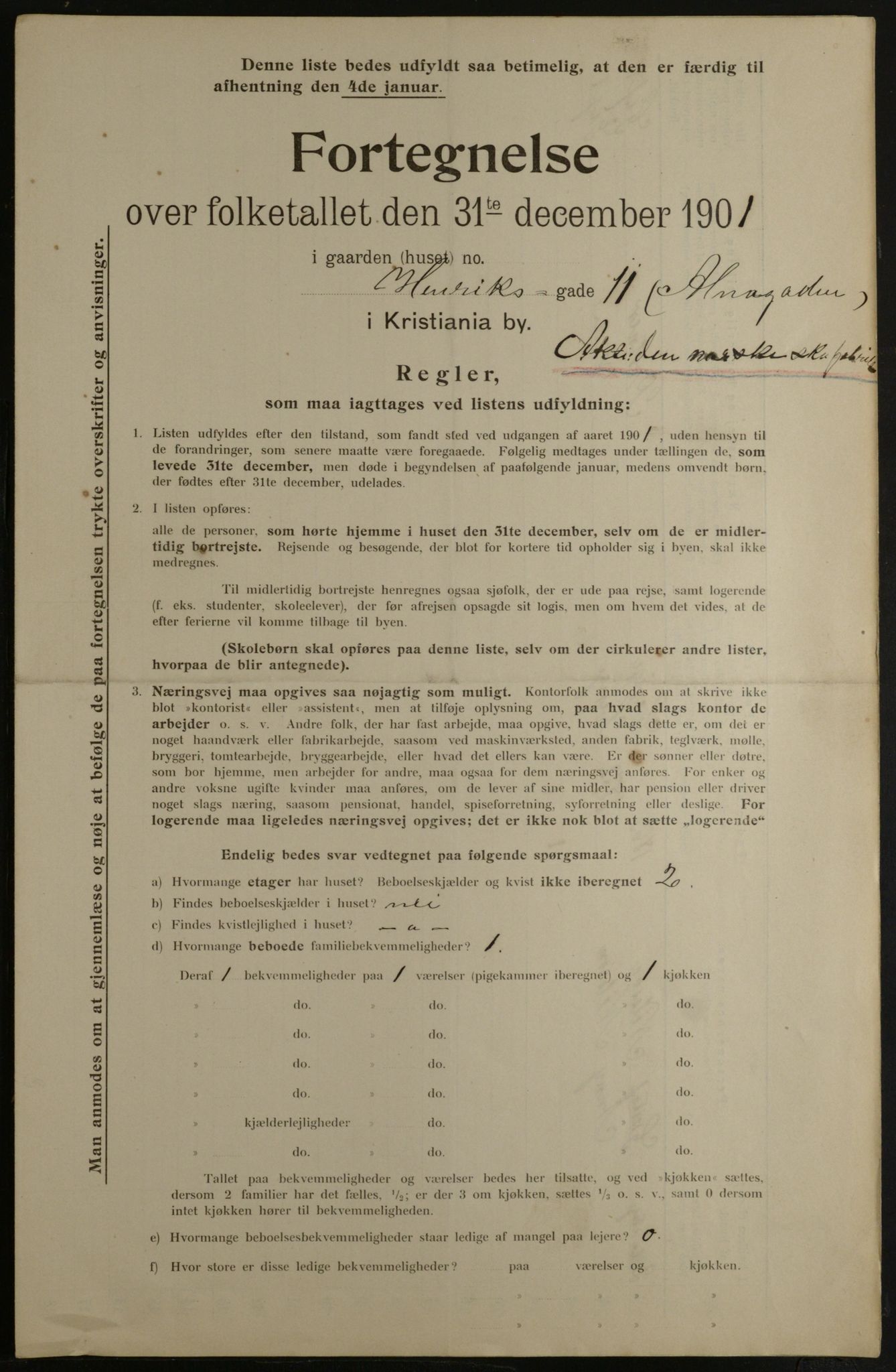 OBA, Municipal Census 1901 for Kristiania, 1901, p. 6119