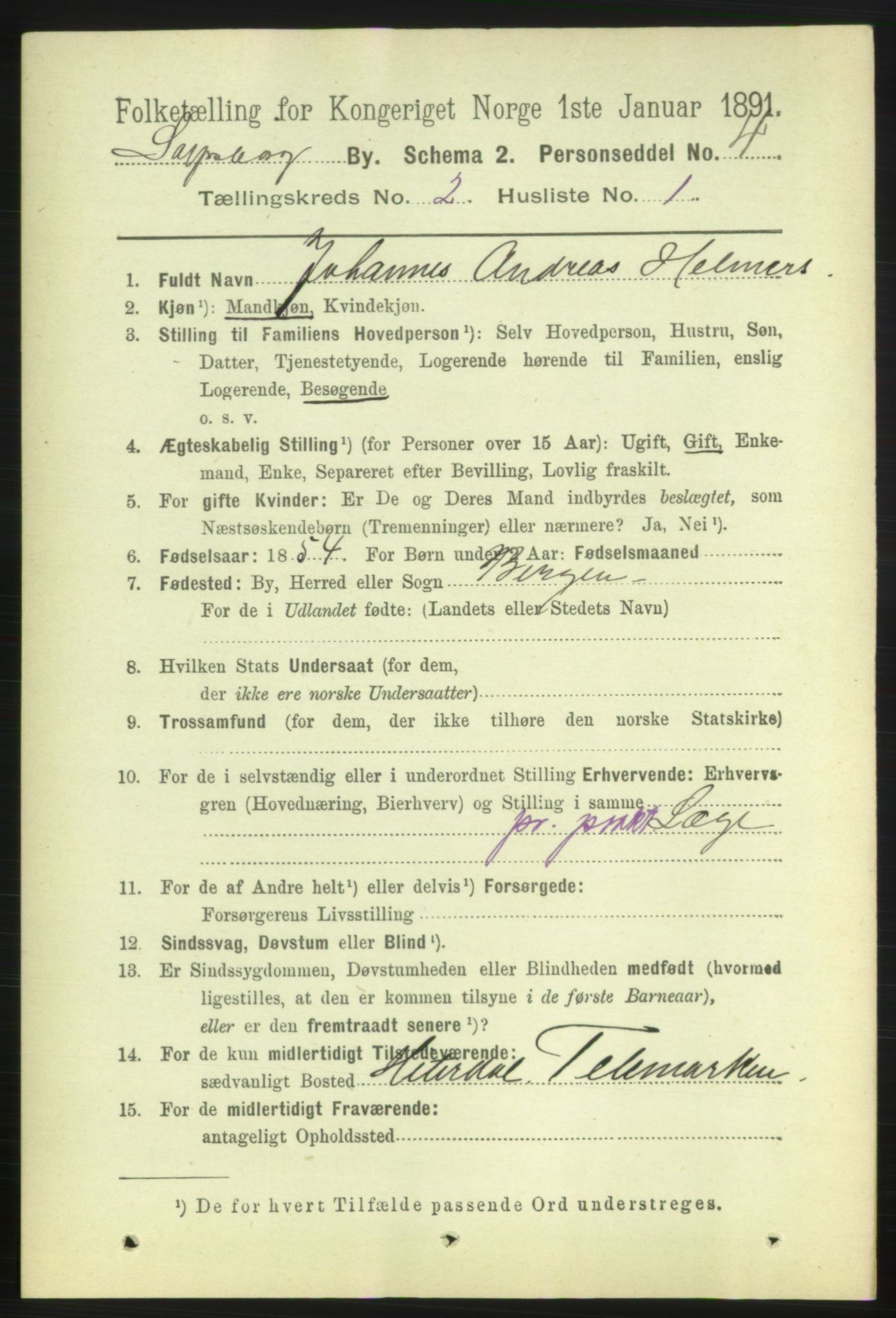 RA, 1891 census for 0102 Sarpsborg, 1891, p. 1265