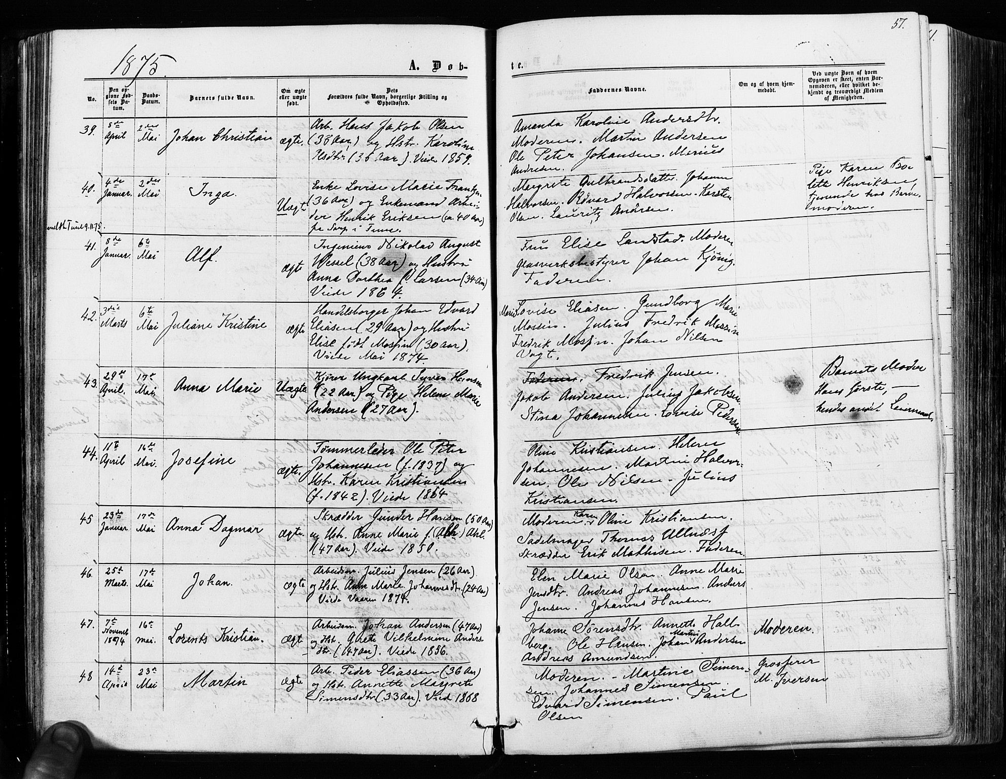 Sarpsborg prestekontor Kirkebøker, AV/SAO-A-2006/F/Fa/L0002: Parish register (official) no. 2, 1869-1877, p. 57
