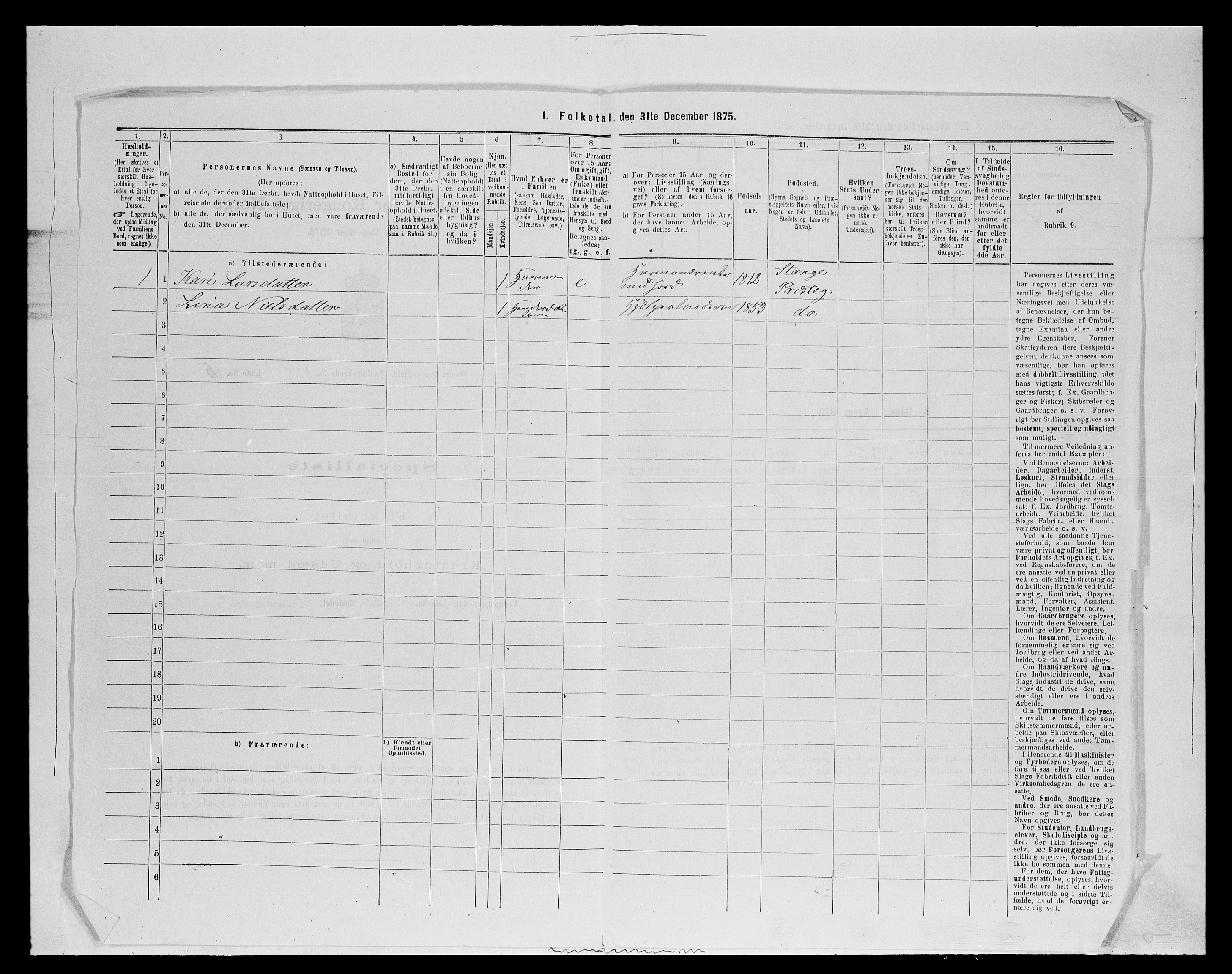 SAH, 1875 census for 0417P Stange, 1875, p. 1817