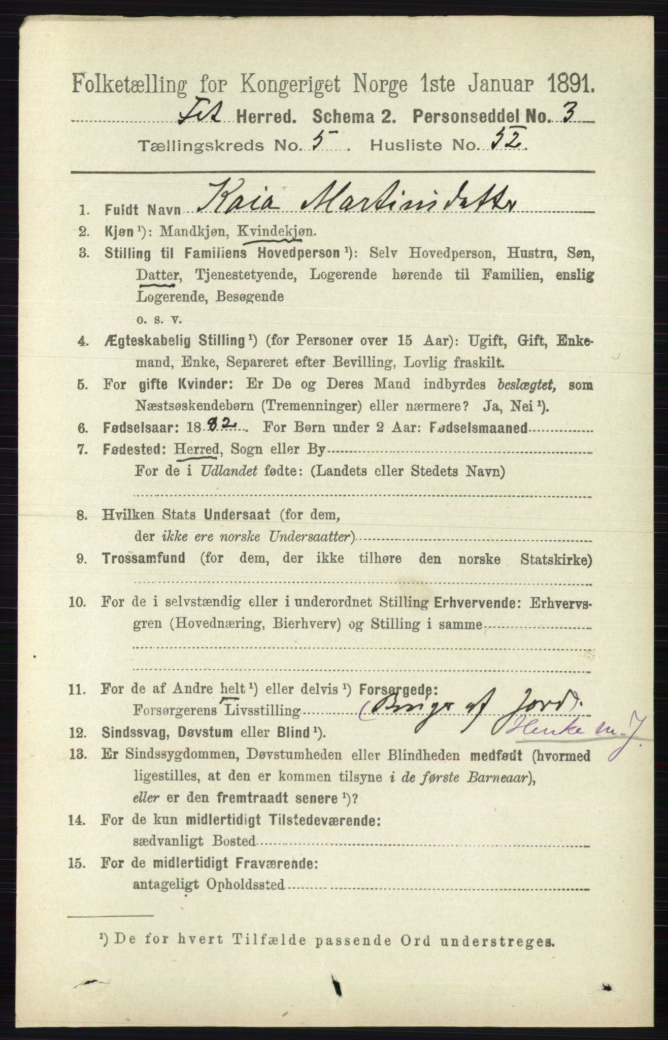 RA, 1891 census for 0227 Fet, 1891, p. 1867