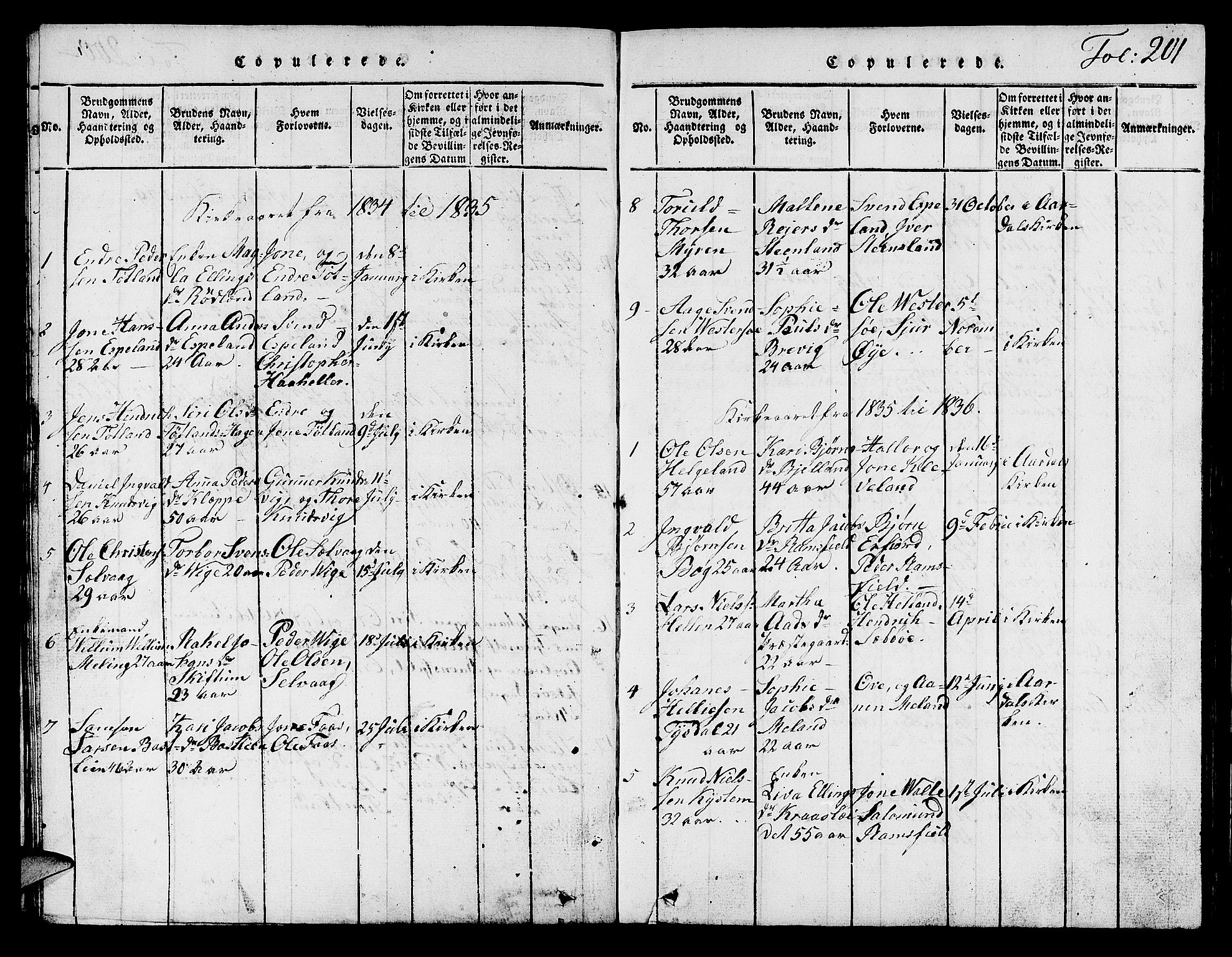 Hjelmeland sokneprestkontor, SAST/A-101843/01/V/L0001: Parish register (copy) no. B 1, 1816-1841, p. 201