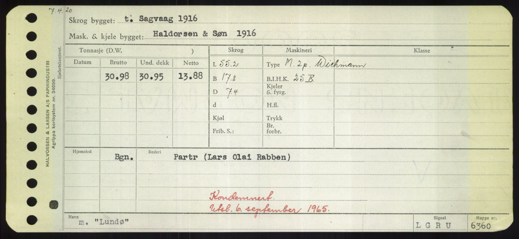 Sjøfartsdirektoratet med forløpere, Skipsmålingen, AV/RA-S-1627/H/Hd/L0023: Fartøy, Lia-Løv, p. 419