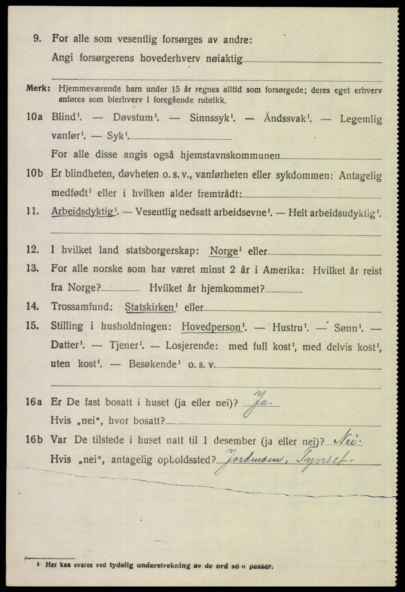 SAH, 1920 census for Tynset, 1920, p. 5629