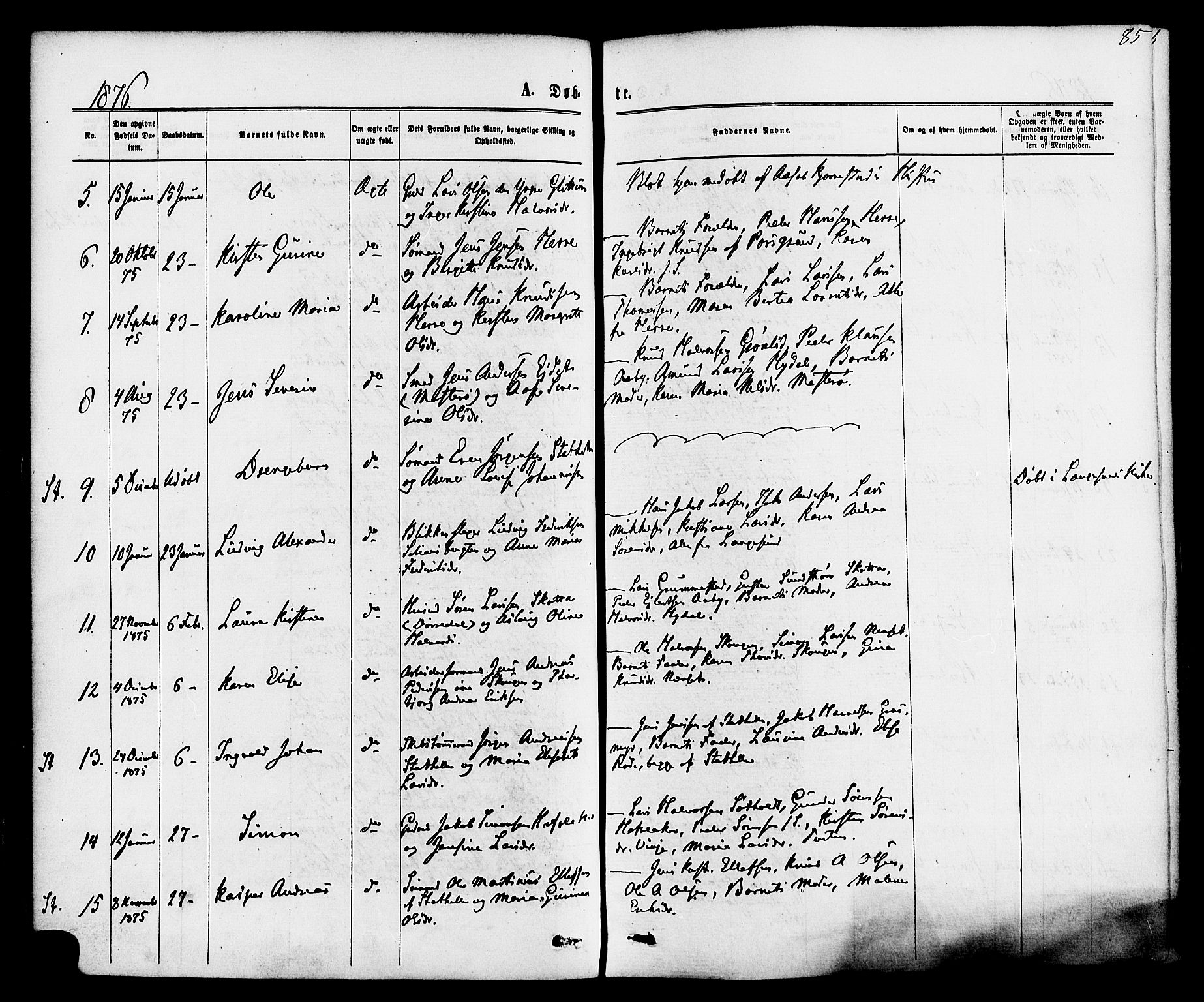 Bamble kirkebøker, SAKO/A-253/F/Fa/L0006: Parish register (official) no. I 6, 1869-1877, p. 85
