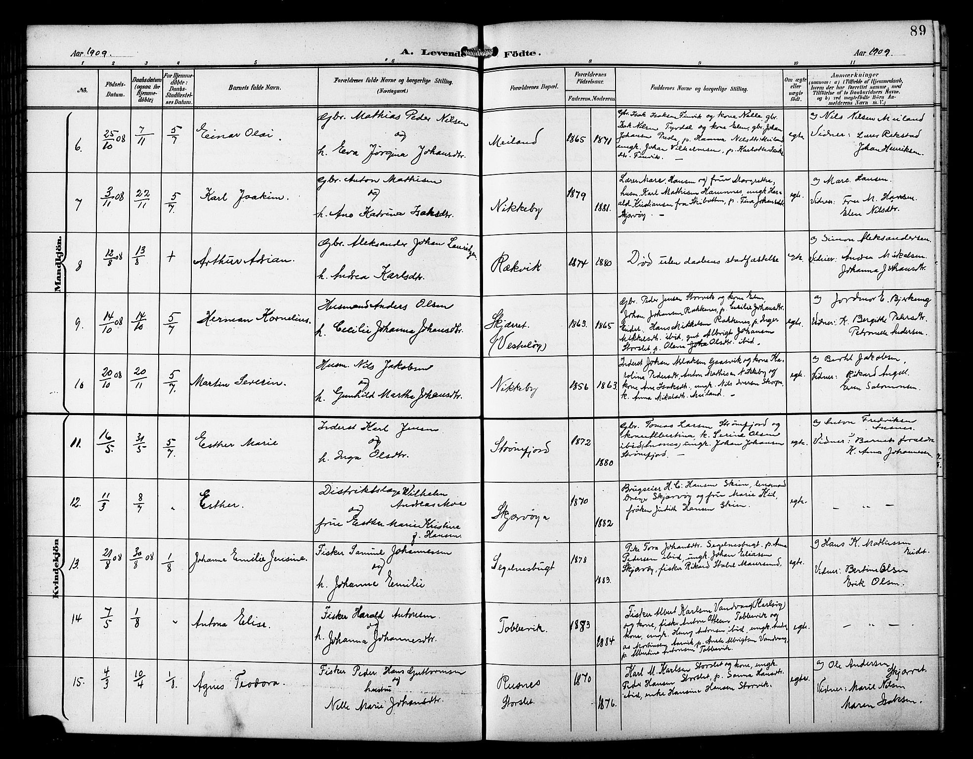 Skjervøy sokneprestkontor, AV/SATØ-S-1300/H/Ha/Hab/L0008klokker: Parish register (copy) no. 8, 1900-1910, p. 89