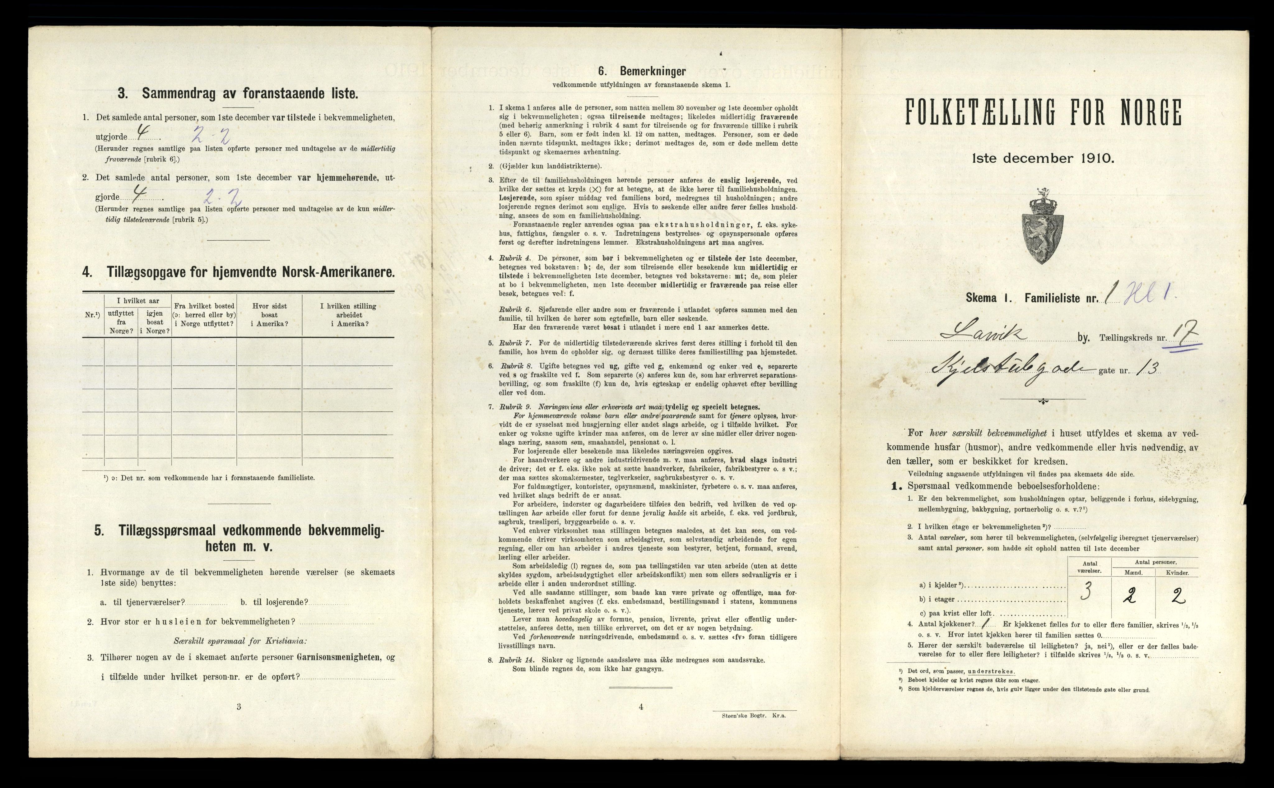 RA, 1910 census for Larvik, 1910, p. 5307