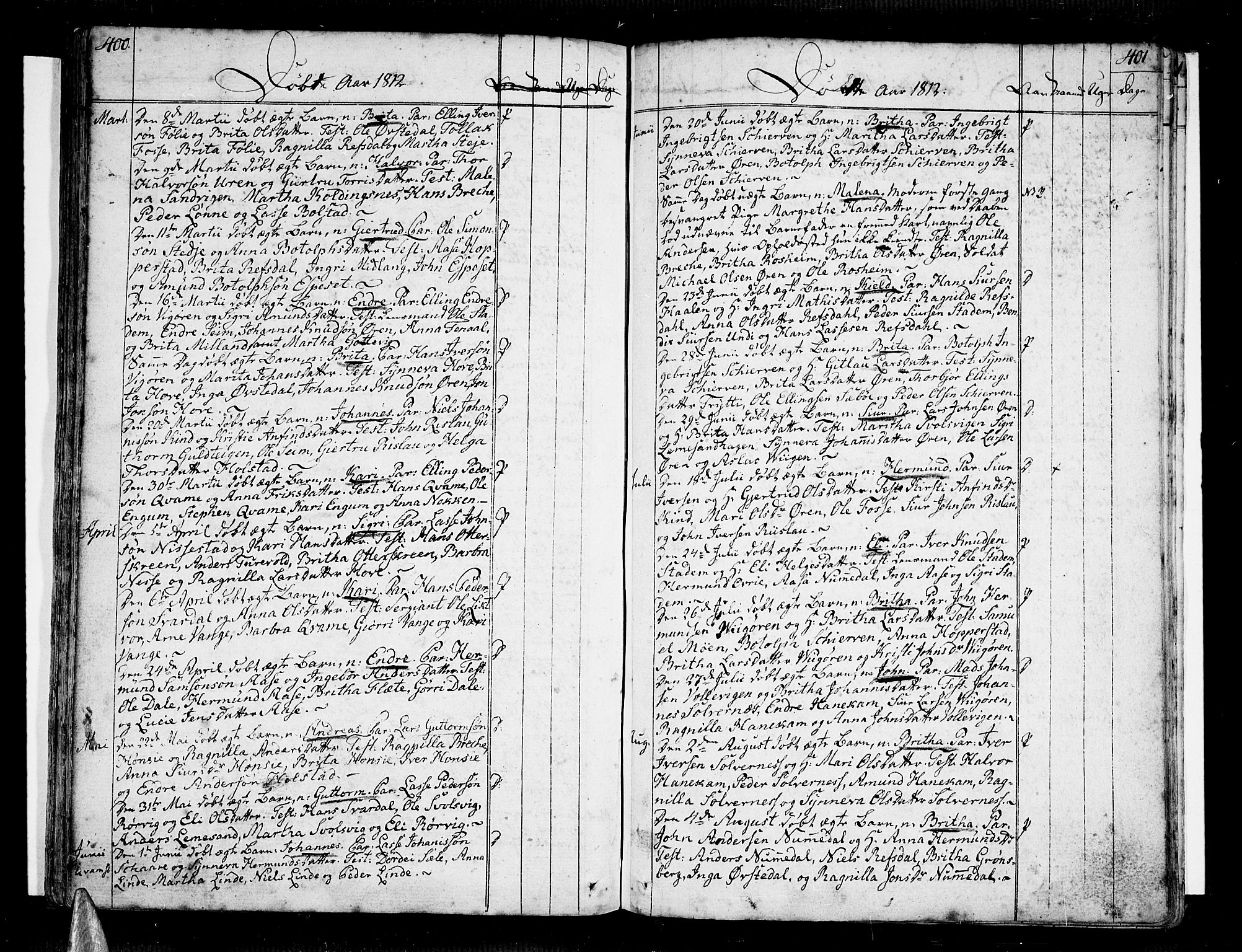 Vik sokneprestembete, SAB/A-81501: Parish register (official) no. A 5, 1787-1820, p. 400-401