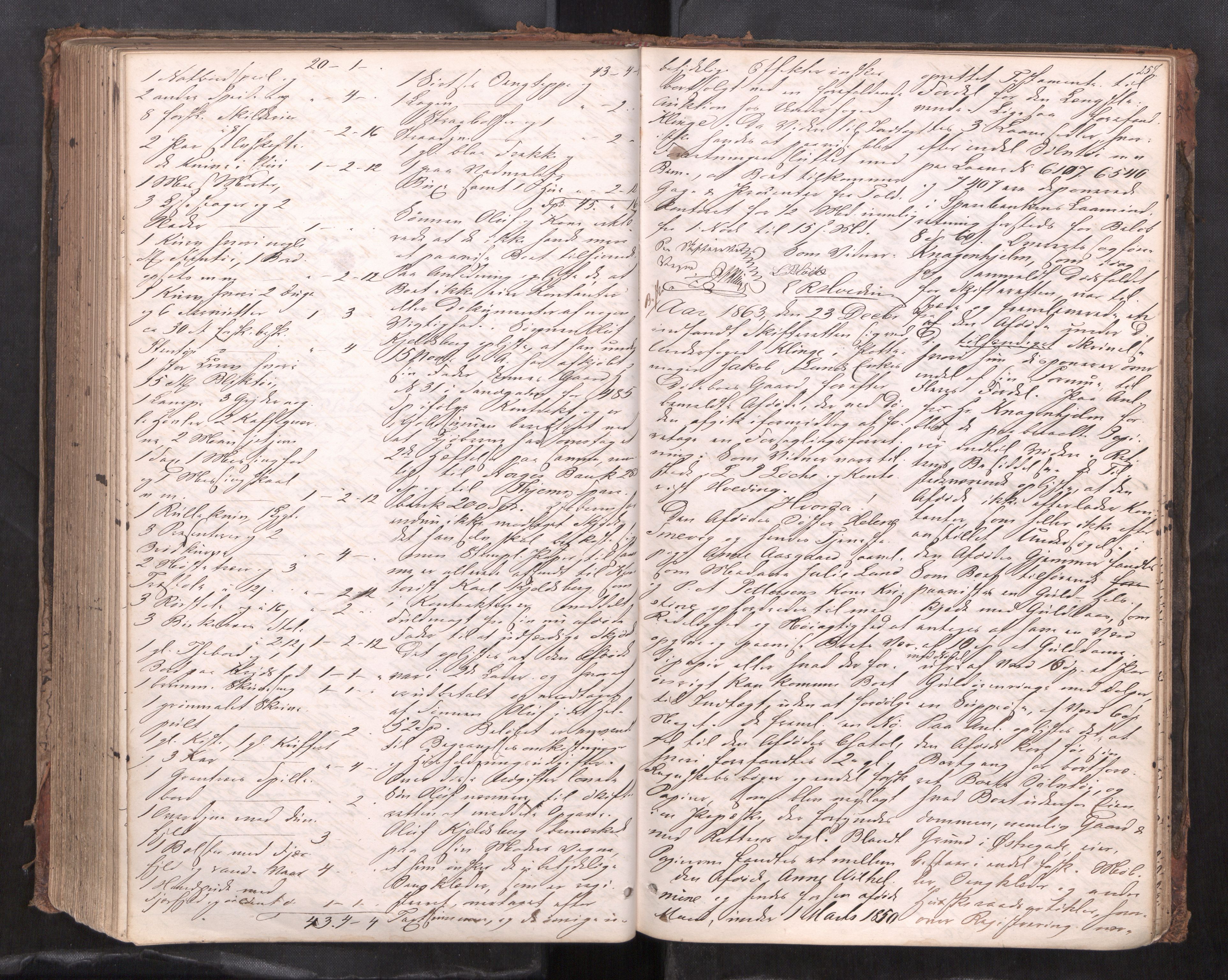 Trondheim byfogd, AV/SAT-A-0003/1/3/3C/L0003: Skifteregistreringsprotokoll - 12/12-19/3. (m/ register) U, 1860-1864, p. 257