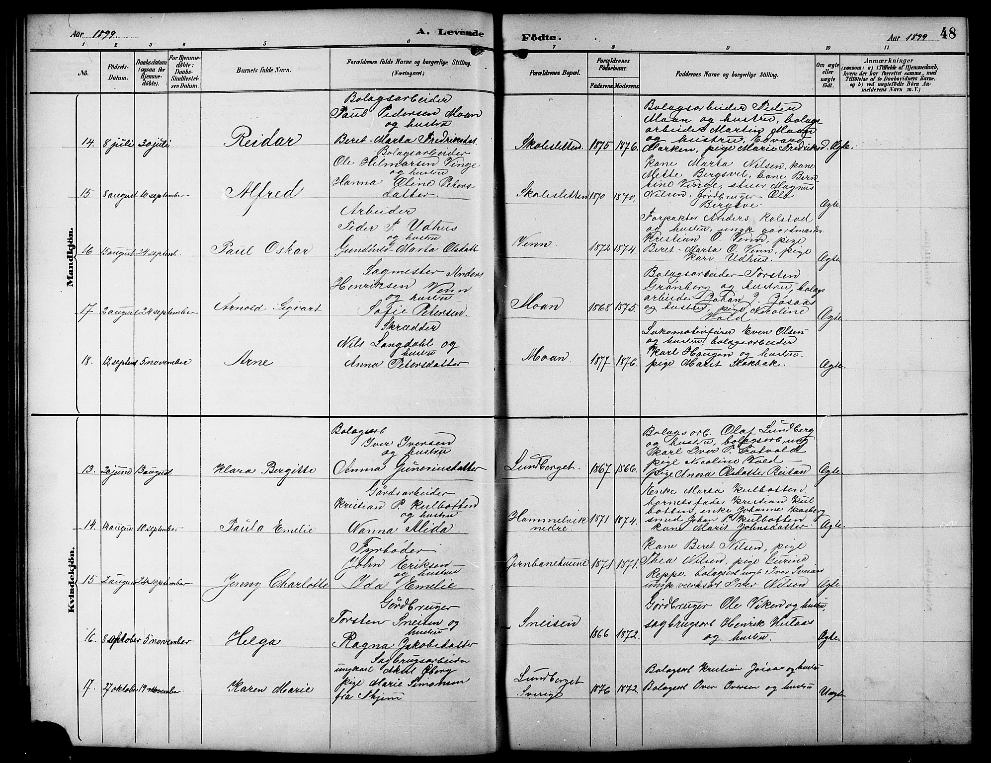 Ministerialprotokoller, klokkerbøker og fødselsregistre - Sør-Trøndelag, SAT/A-1456/617/L0431: Parish register (copy) no. 617C01, 1889-1910, p. 48