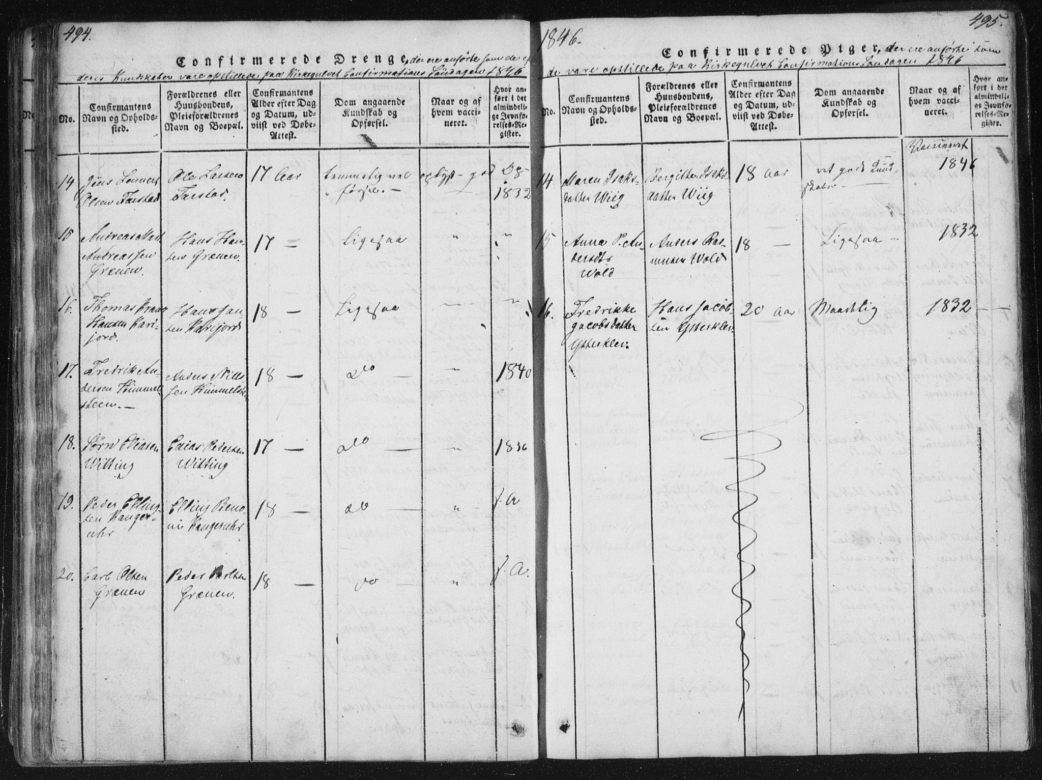 Ministerialprotokoller, klokkerbøker og fødselsregistre - Nordland, AV/SAT-A-1459/881/L1164: Parish register (copy) no. 881C01, 1818-1853, p. 494-495