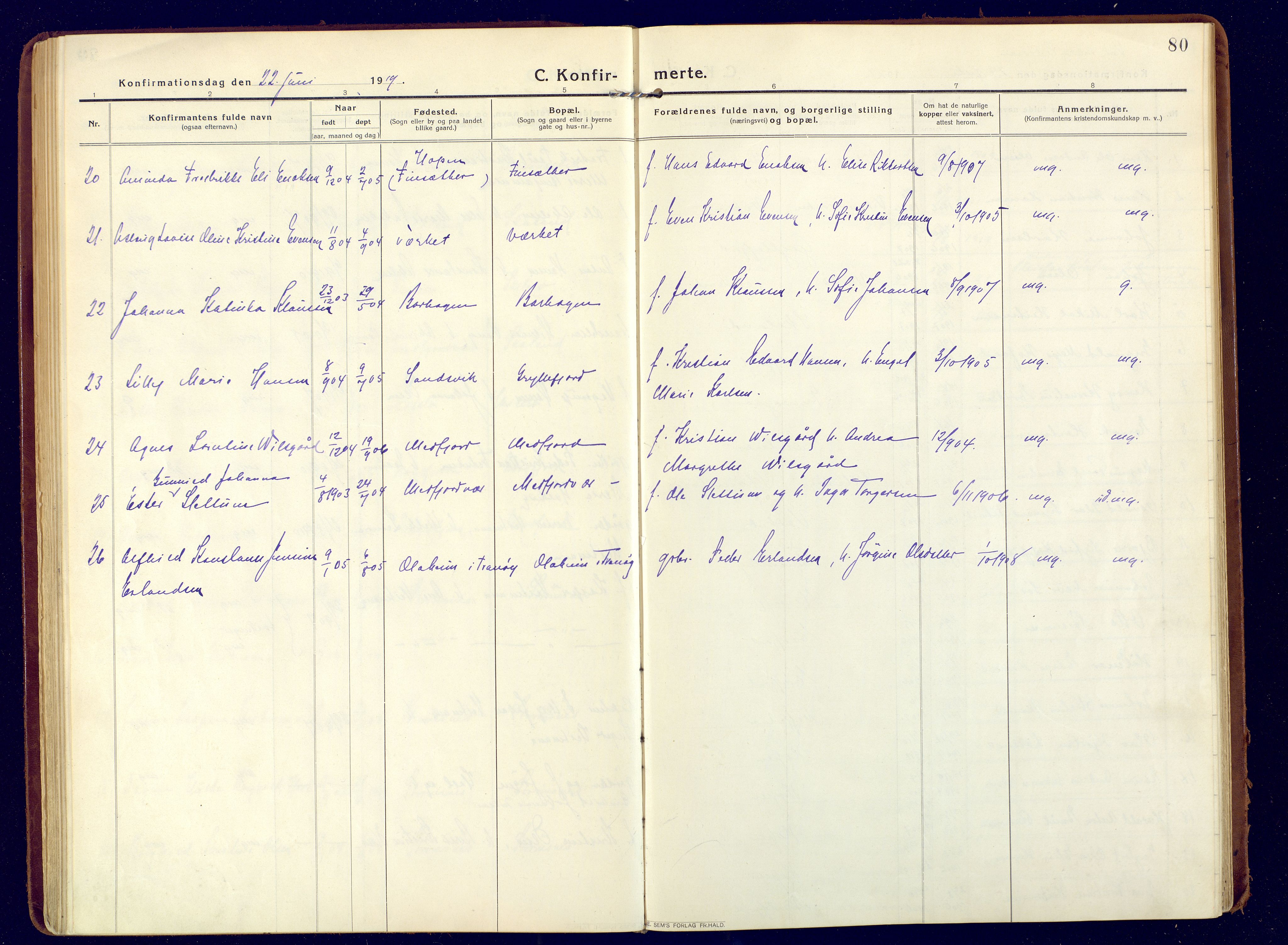 Berg sokneprestkontor, SATØ/S-1318/G/Ga/Gaa: Parish register (official) no. 9, 1916-1928, p. 80
