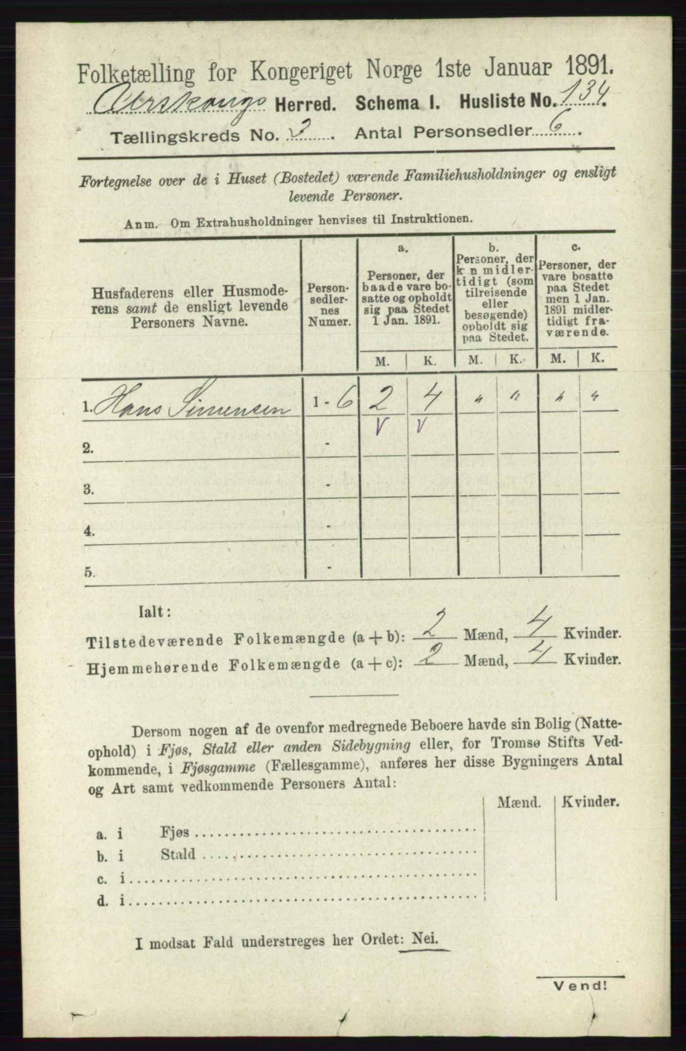 RA, 1891 census for 0224 Aurskog, 1891, p. 492