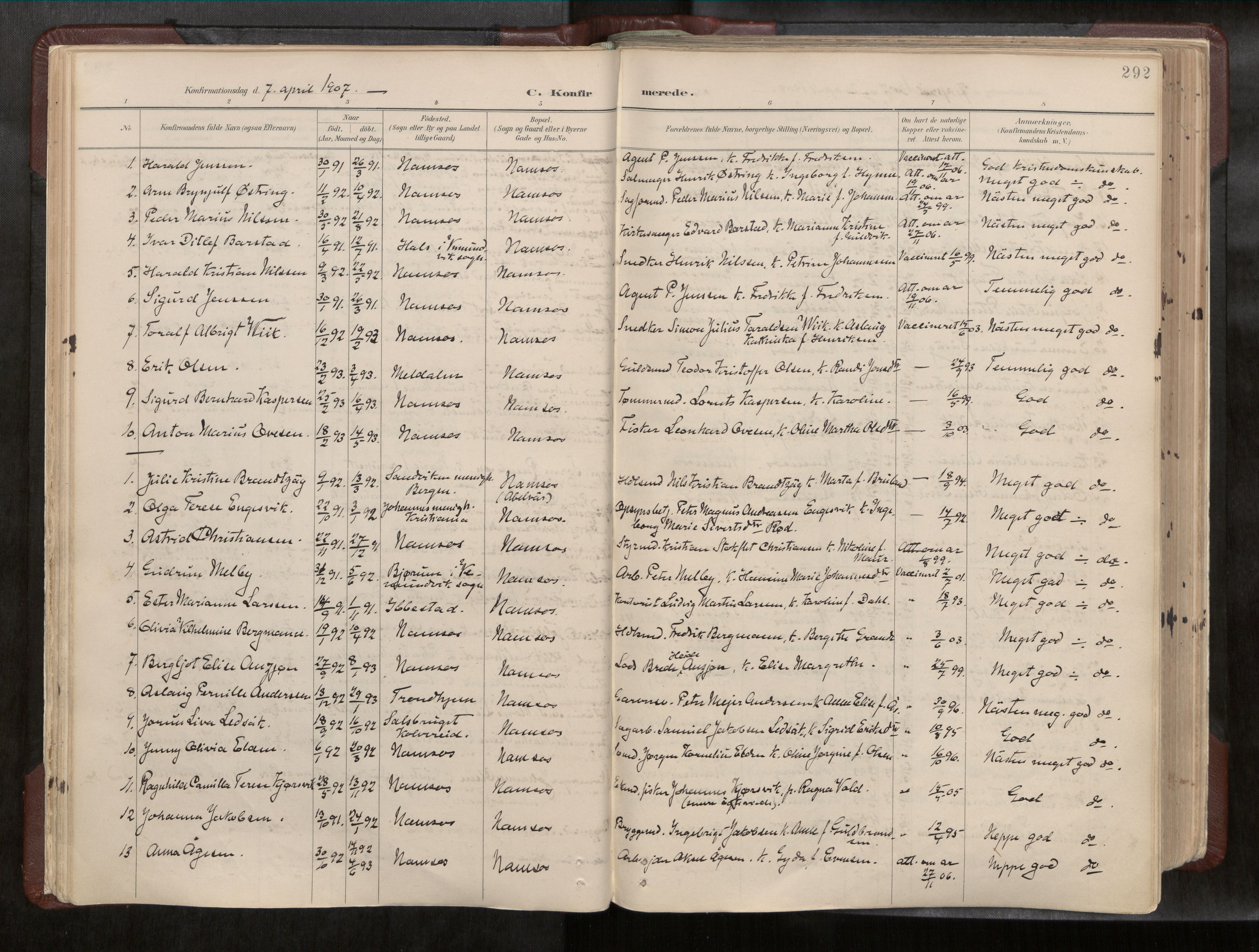 Ministerialprotokoller, klokkerbøker og fødselsregistre - Nord-Trøndelag, SAT/A-1458/768/L0579a: Parish register (official) no. 768A14, 1887-1931, p. 292