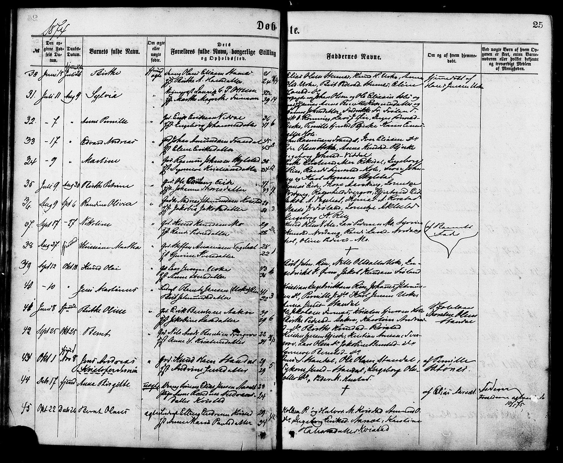 Ministerialprotokoller, klokkerbøker og fødselsregistre - Møre og Romsdal, SAT/A-1454/515/L0210: Parish register (official) no. 515A06, 1868-1885, p. 25