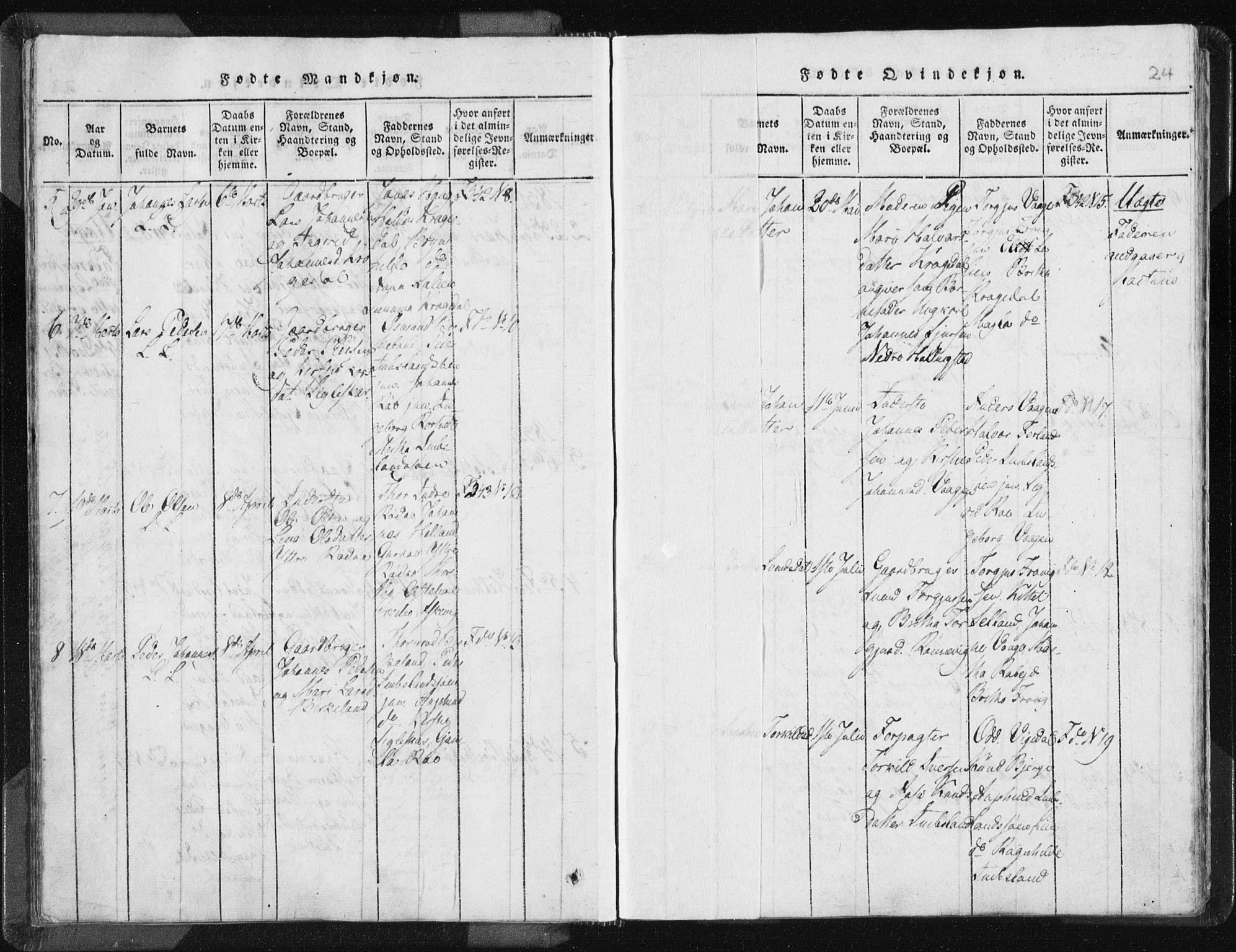 Vikedal sokneprestkontor, AV/SAST-A-101840/01/IV: Parish register (official) no. A 5, 1817-1850, p. 24