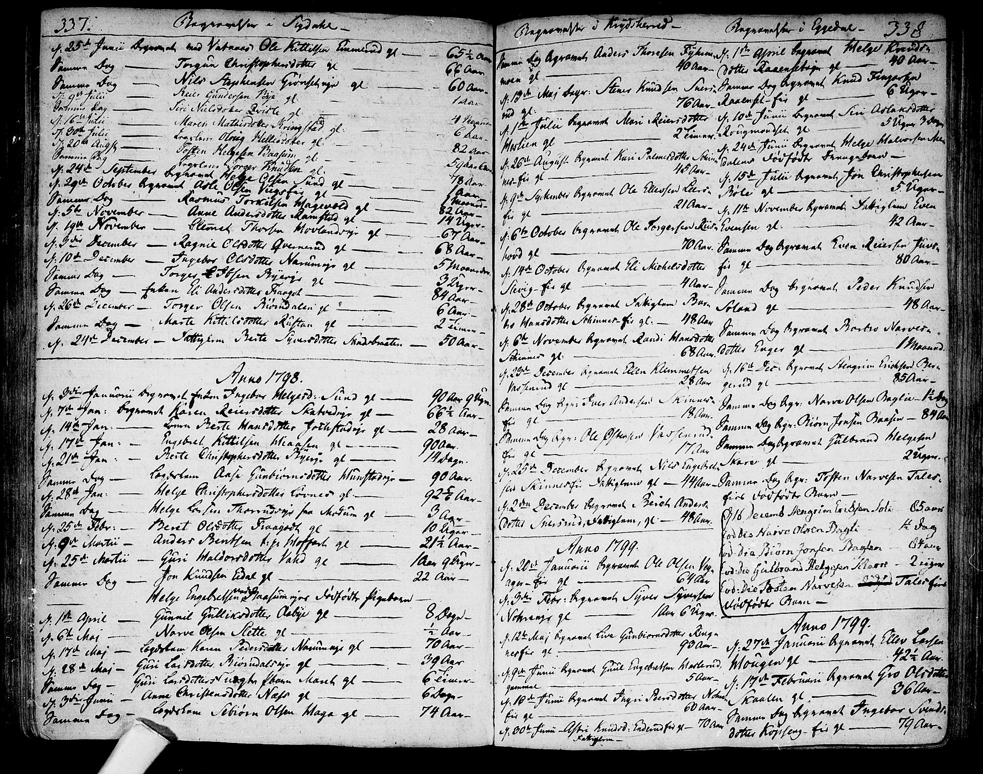 Sigdal kirkebøker, AV/SAKO-A-245/F/Fa/L0003: Parish register (official) no. I 3, 1793-1811, p. 337-338