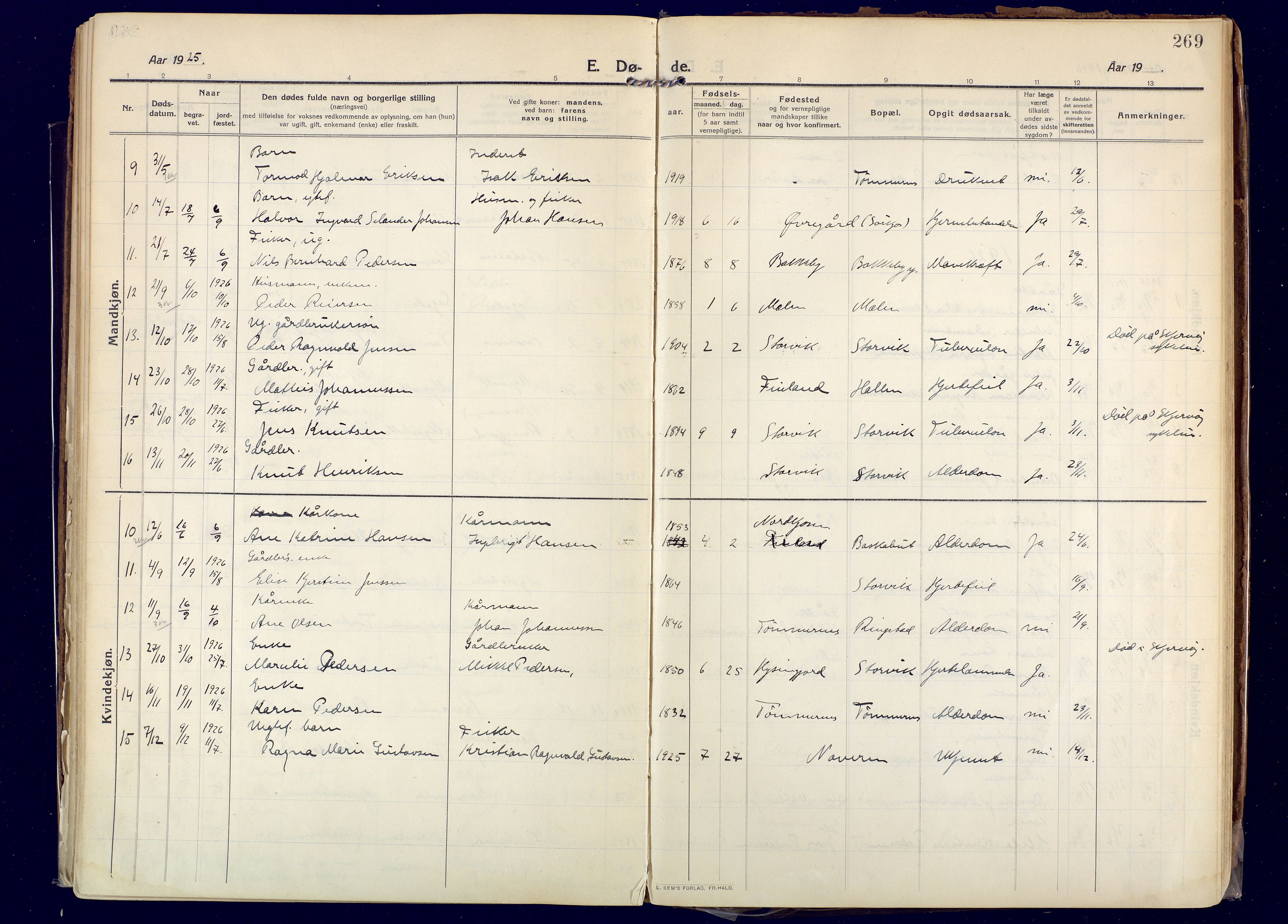 Skjervøy sokneprestkontor, AV/SATØ-S-1300/H/Ha/Haa: Parish register (official) no. 20, 1911-1931, p. 269