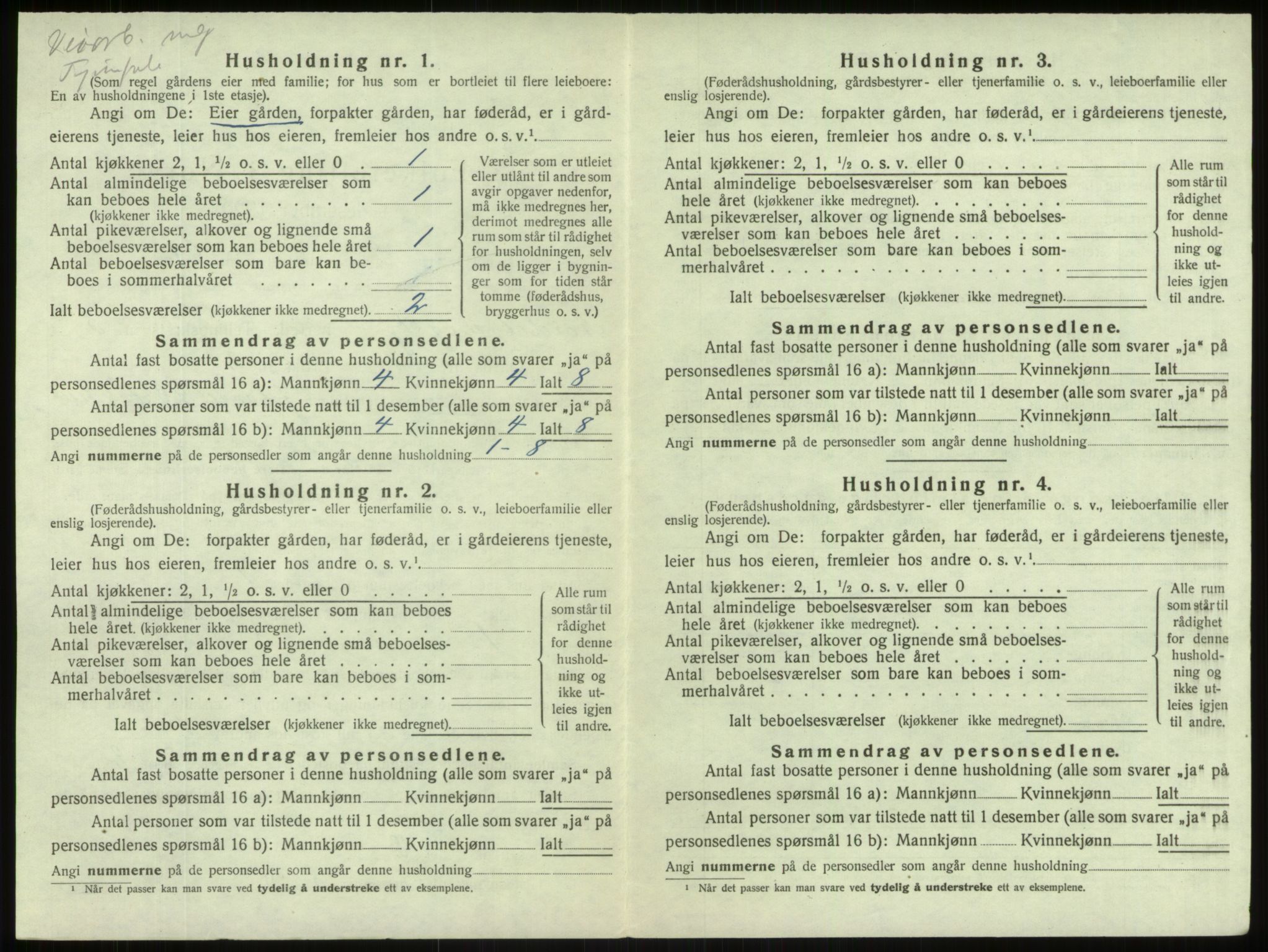 SAB, 1920 census for Årdal, 1920, p. 331