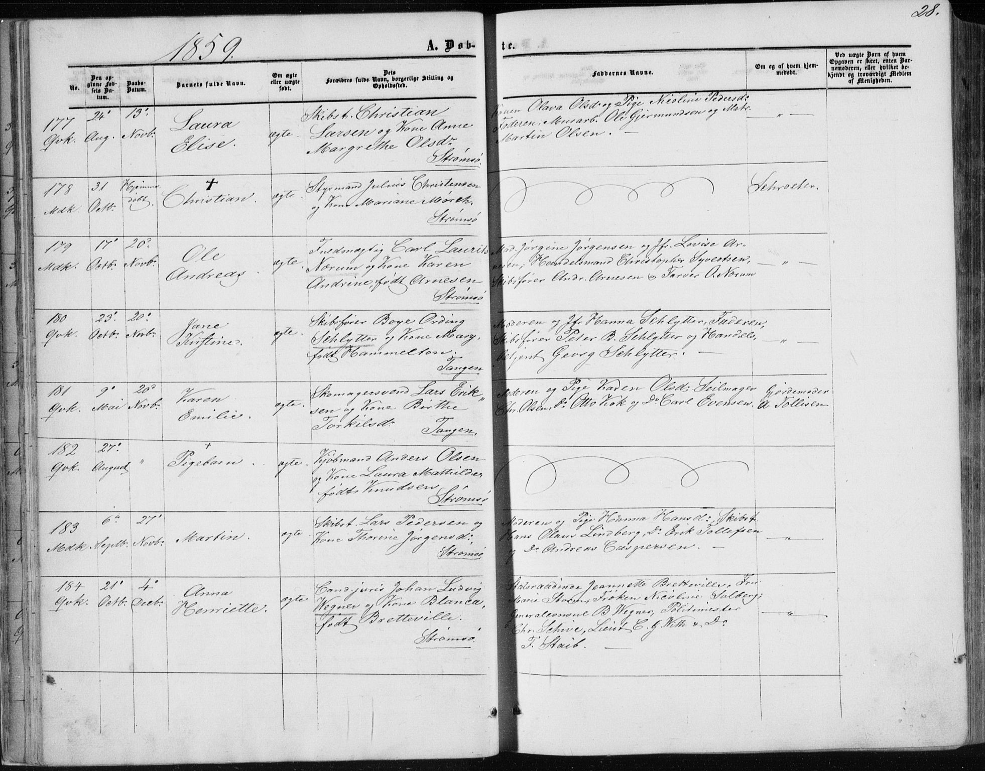 Strømsø kirkebøker, AV/SAKO-A-246/F/Fa/L0015: Parish register (official) no. I 15, 1859-1868, p. 28