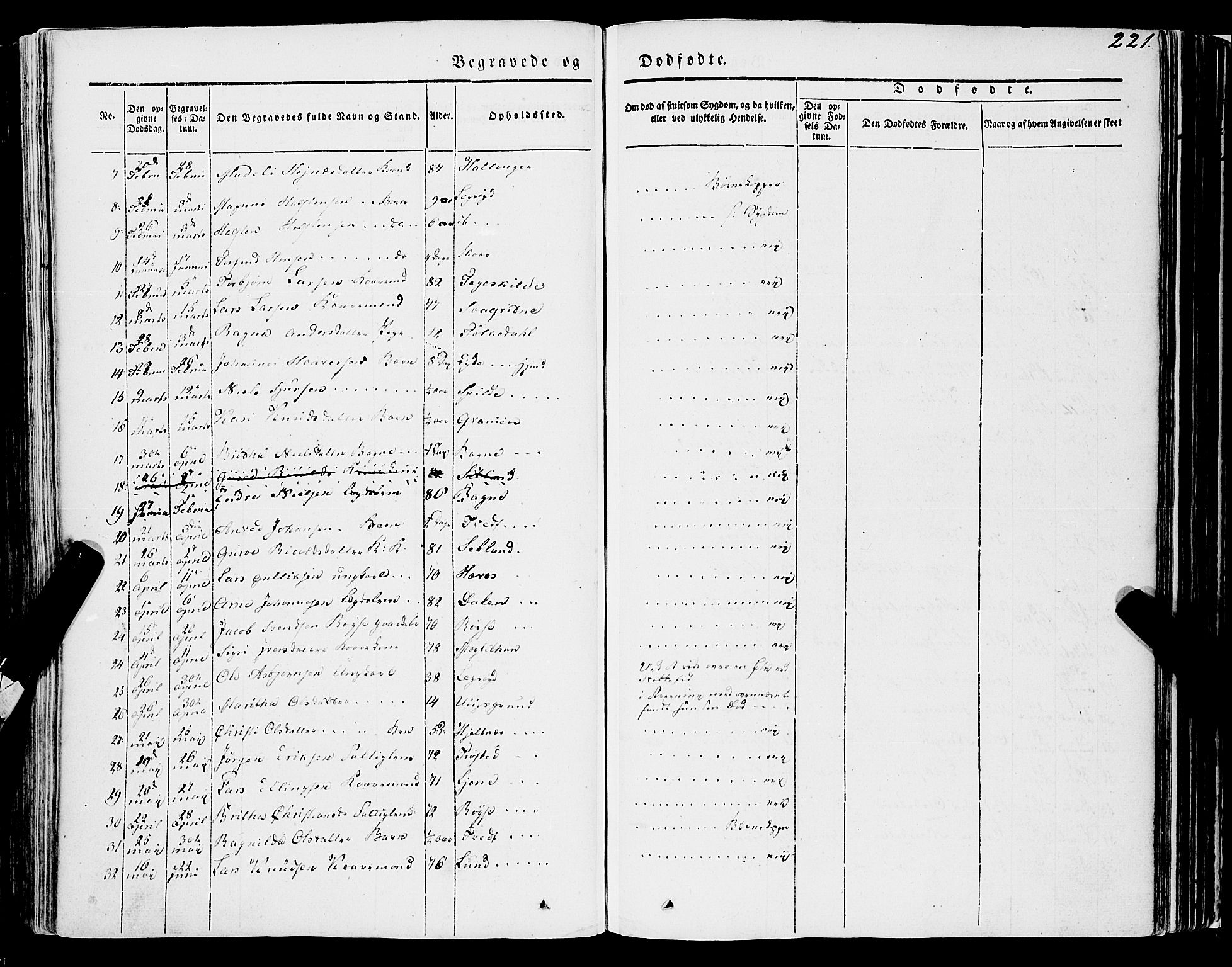 Ulvik sokneprestembete, SAB/A-78801/H/Haa: Parish register (official) no. A 12, 1839-1853, p. 221