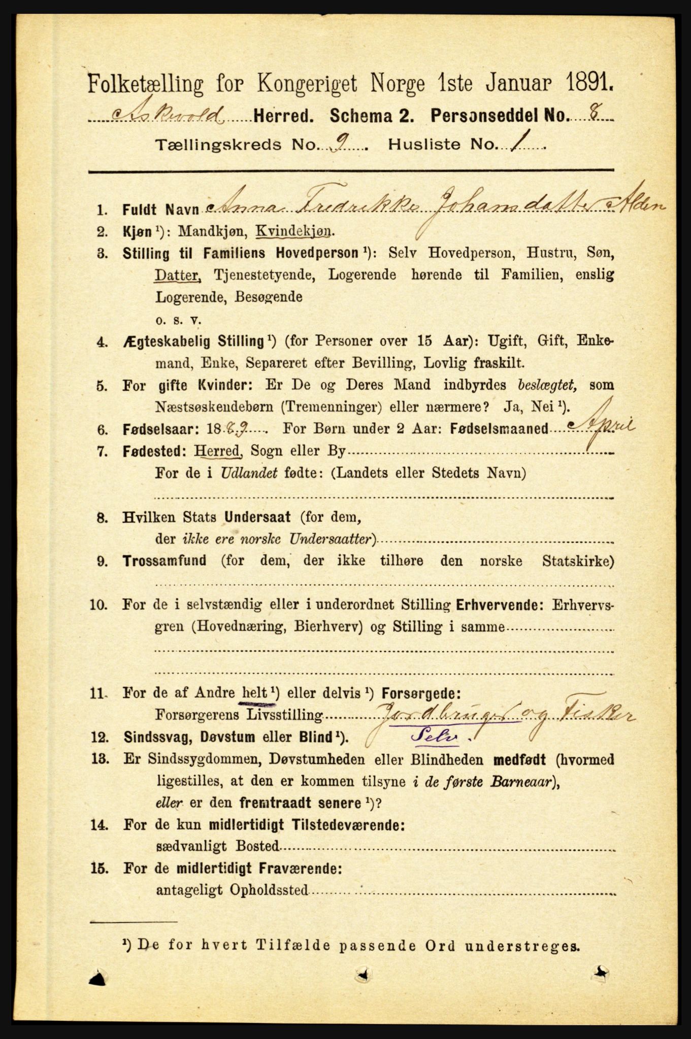 RA, 1891 census for 1428 Askvoll, 1891, p. 2559