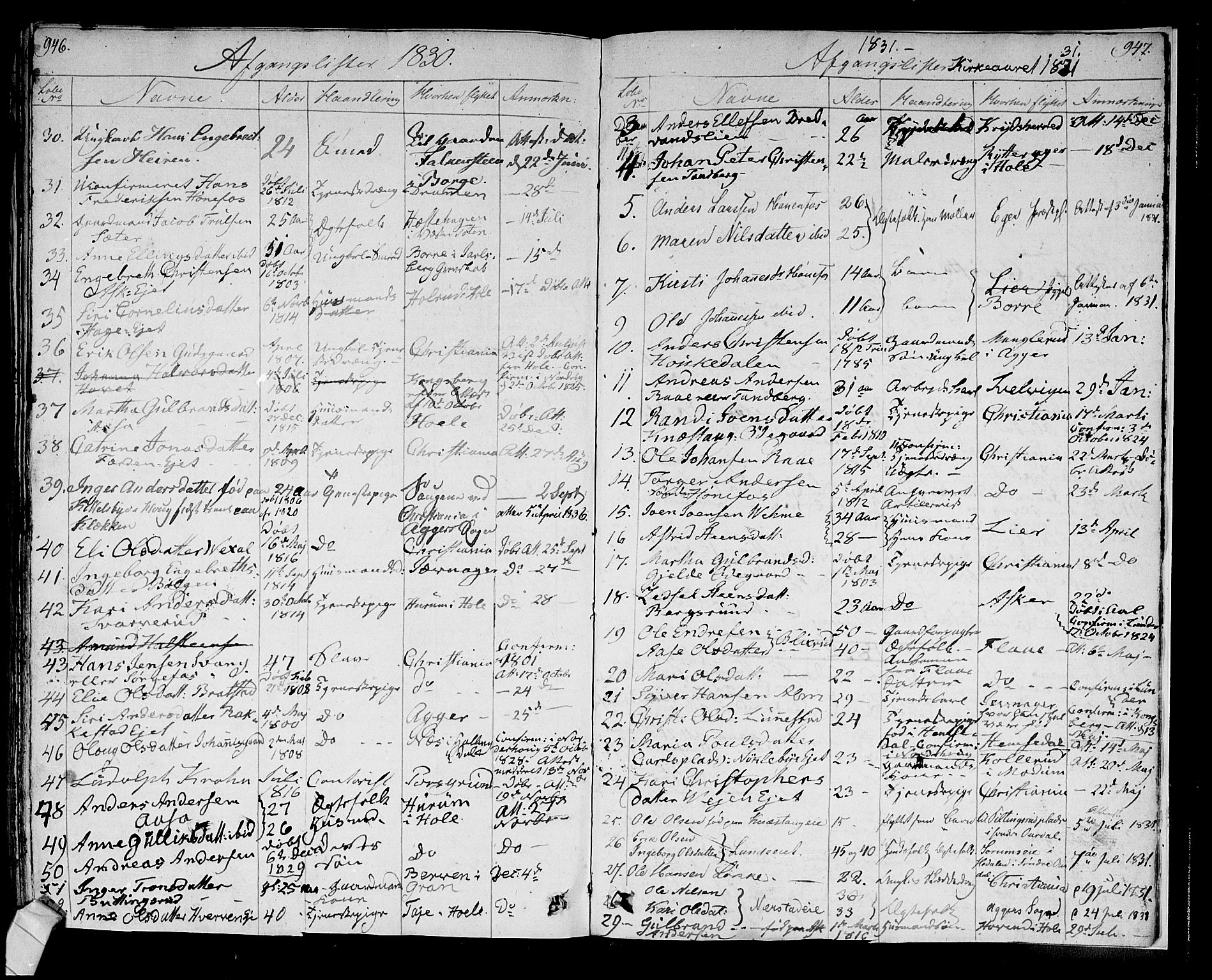 Norderhov kirkebøker, SAKO/A-237/F/Fa/L0009: Parish register (official) no. 9, 1819-1837, p. 946-947