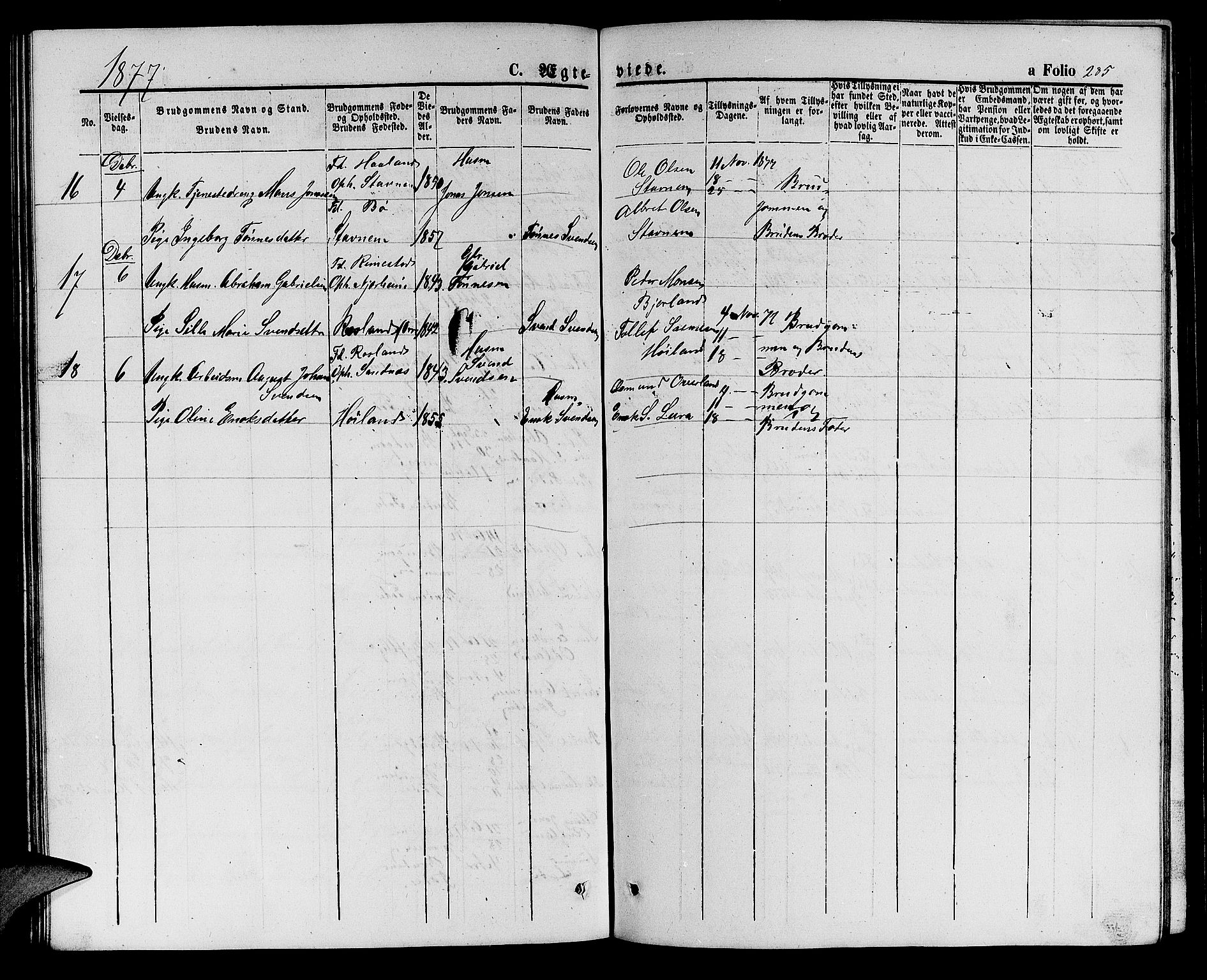 Hå sokneprestkontor, AV/SAST-A-101801/001/30BB/L0001: Parish register (copy) no. B 1, 1854-1883, p. 285