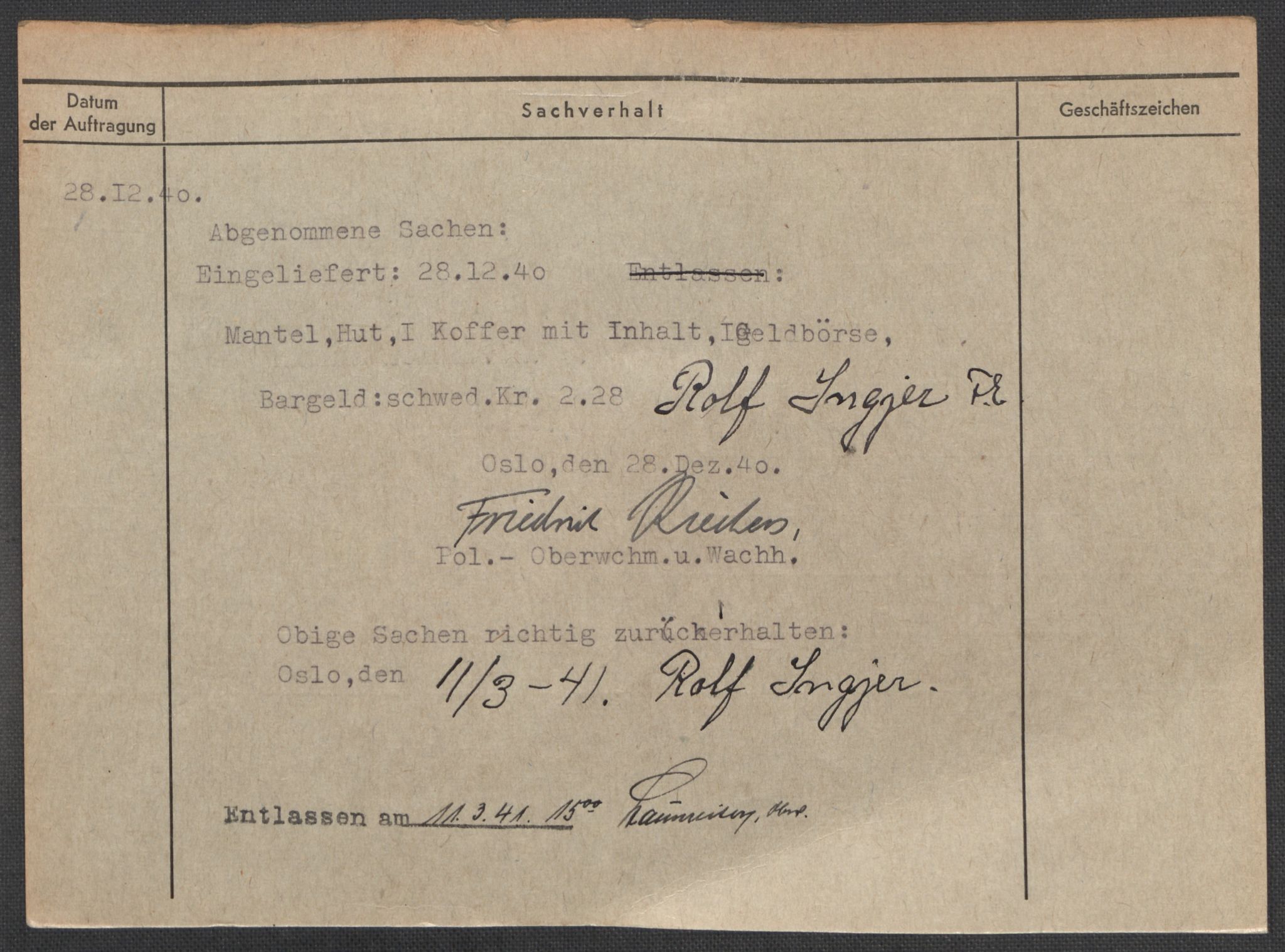 Befehlshaber der Sicherheitspolizei und des SD, AV/RA-RAFA-5969/E/Ea/Eaa/L0005: Register over norske fanger i Møllergata 19: Hø-Kj, 1940-1945, p. 168