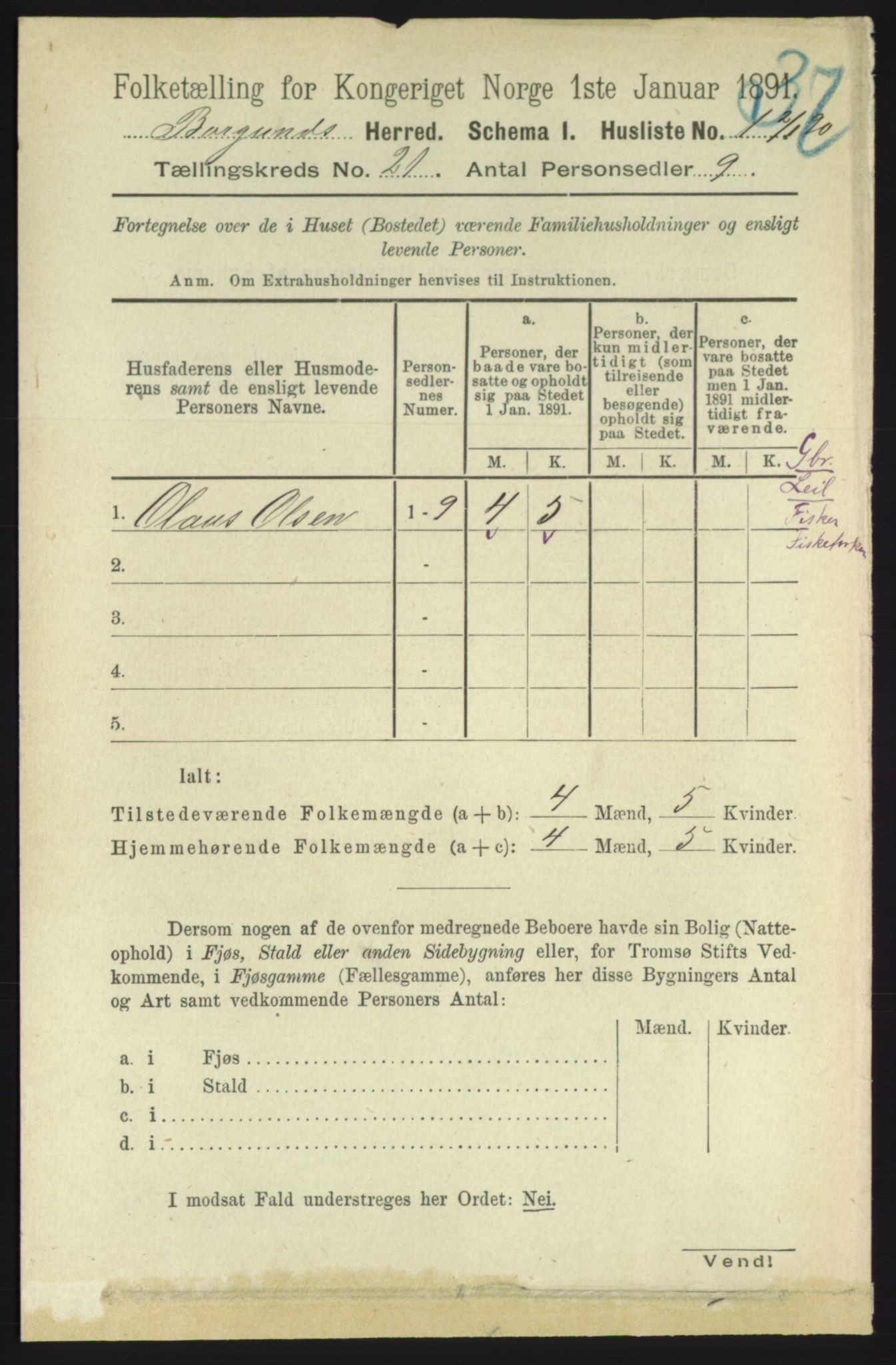 RA, 1891 census for 1531 Borgund, 1891, p. 6300