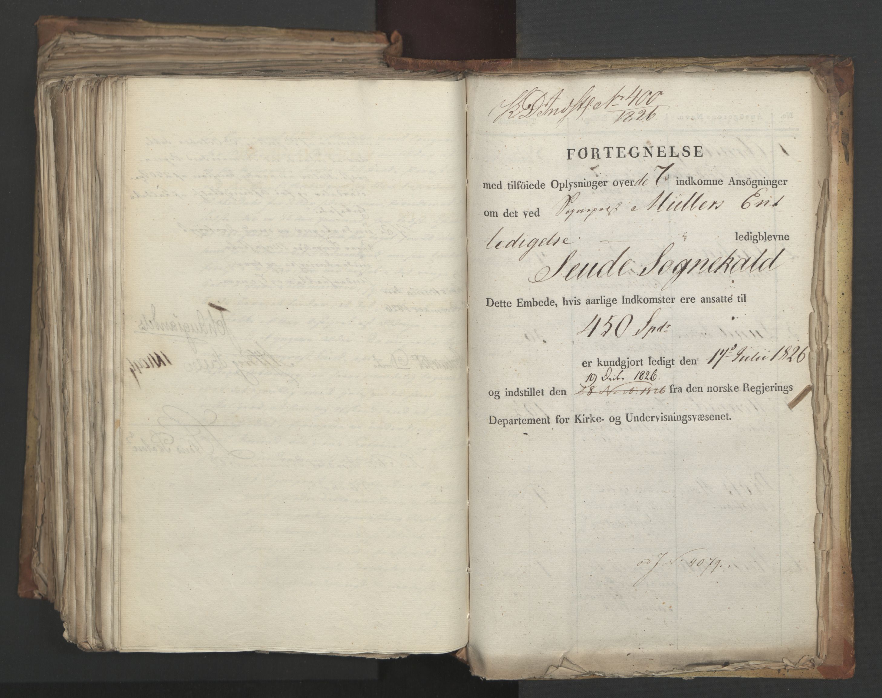 Statsrådsavdelingen i Stockholm, RA/S-1003/D/Da/L0049: Regjeringsinnstillinger nr. 3860-4086, 1826, p. 542