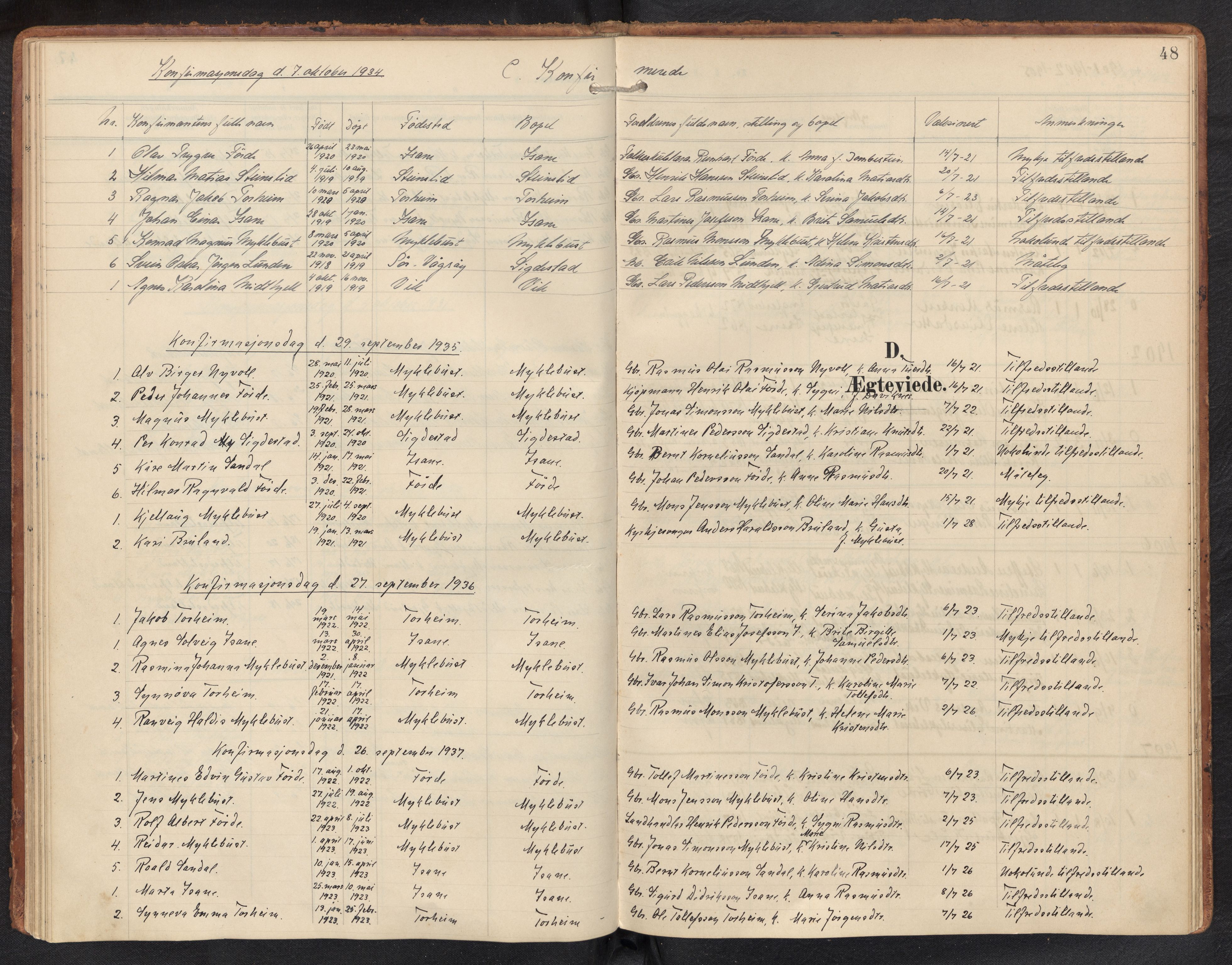 Davik sokneprestembete, SAB/A-79701/H/Haa/Haae/L0002: Parish register (official) no. E 2, 1901-1937, p. 47b-48a