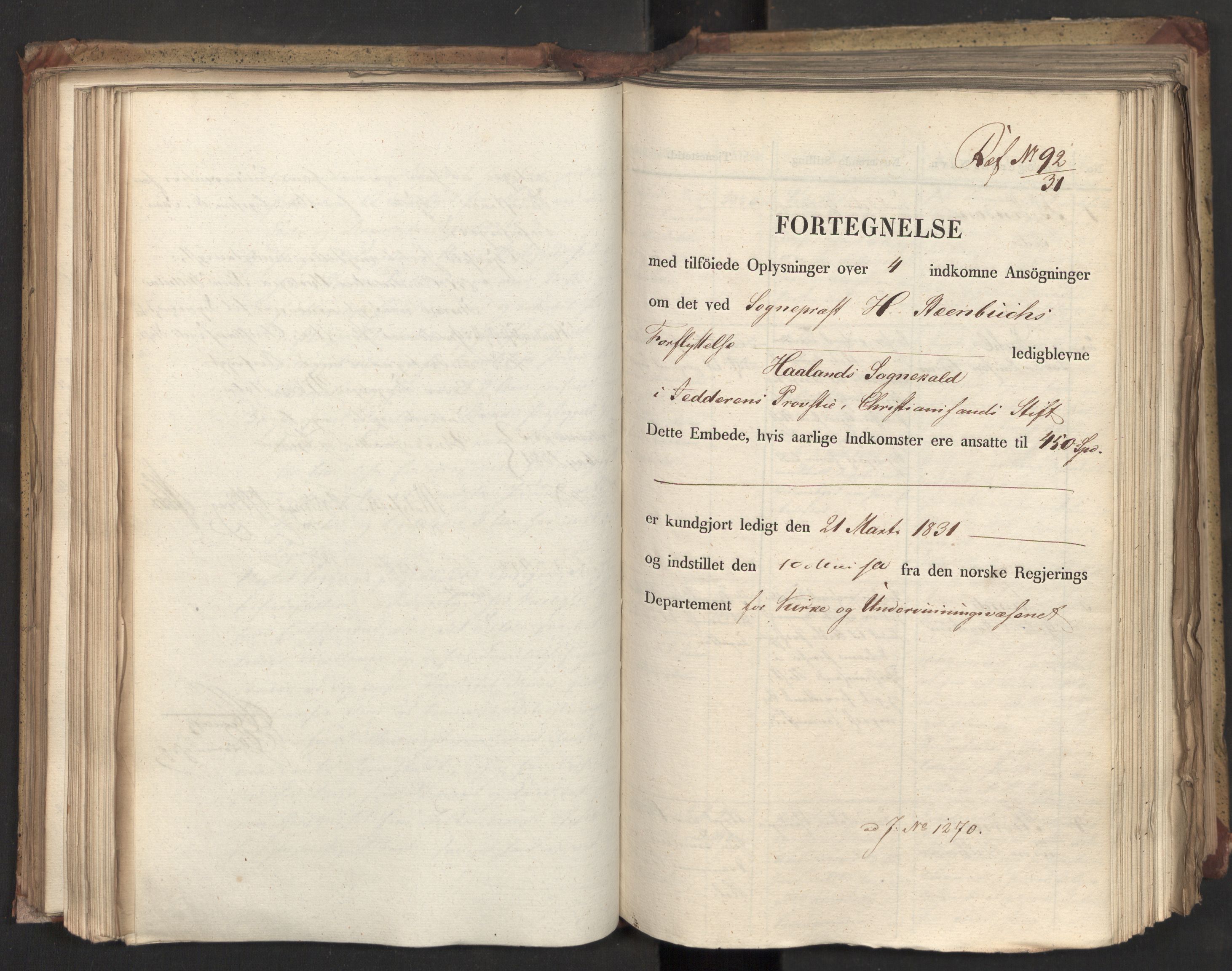 Statsrådsavdelingen i Stockholm, RA/S-1003/D/Da/L0071: Regjeringsinnstillinger nr. 1222-1364, 1831, p. 212