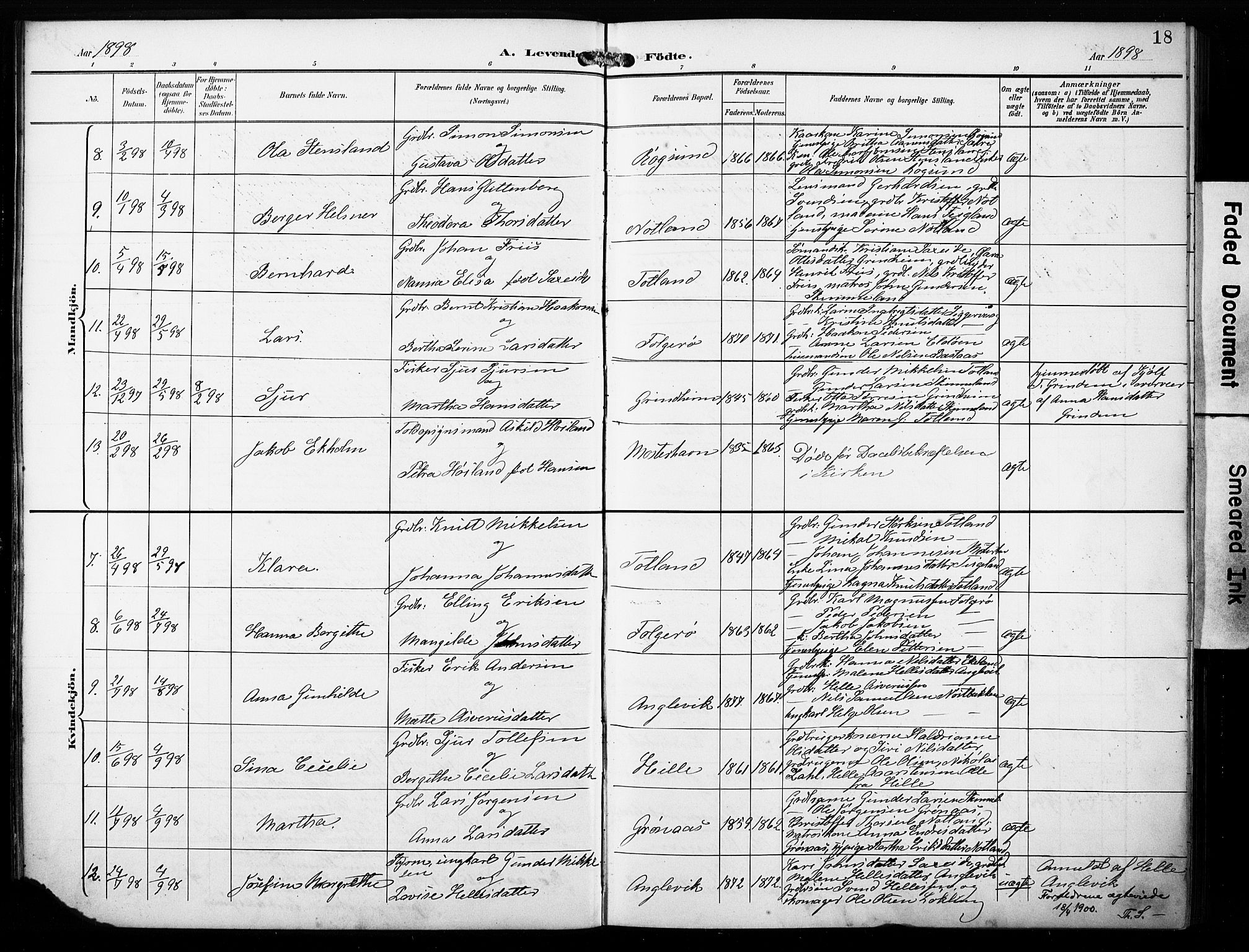 Finnås sokneprestembete, AV/SAB-A-99925/H/Ha/Haa/Haab/L0002: Parish register (official) no. B 2, 1895-1906, p. 18