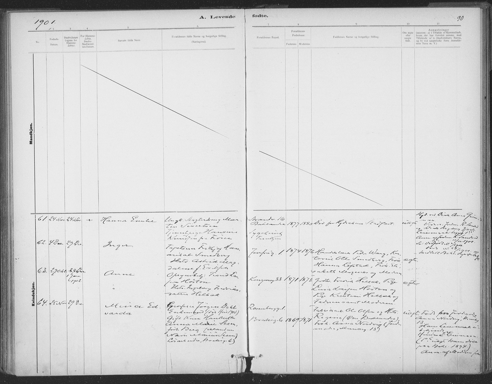 Ministerialprotokoller, klokkerbøker og fødselsregistre - Sør-Trøndelag, SAT/A-1456/602/L0122: Parish register (official) no. 602A20, 1892-1908, p. 90
